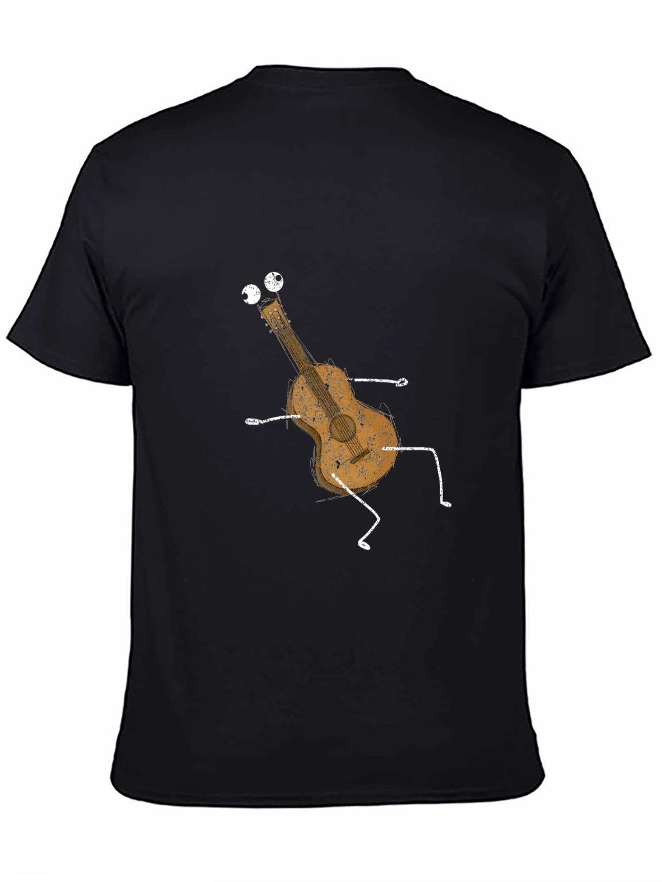 Black Funny Guitar Graphic Tee - Black Cotton T-Shirt view 4
