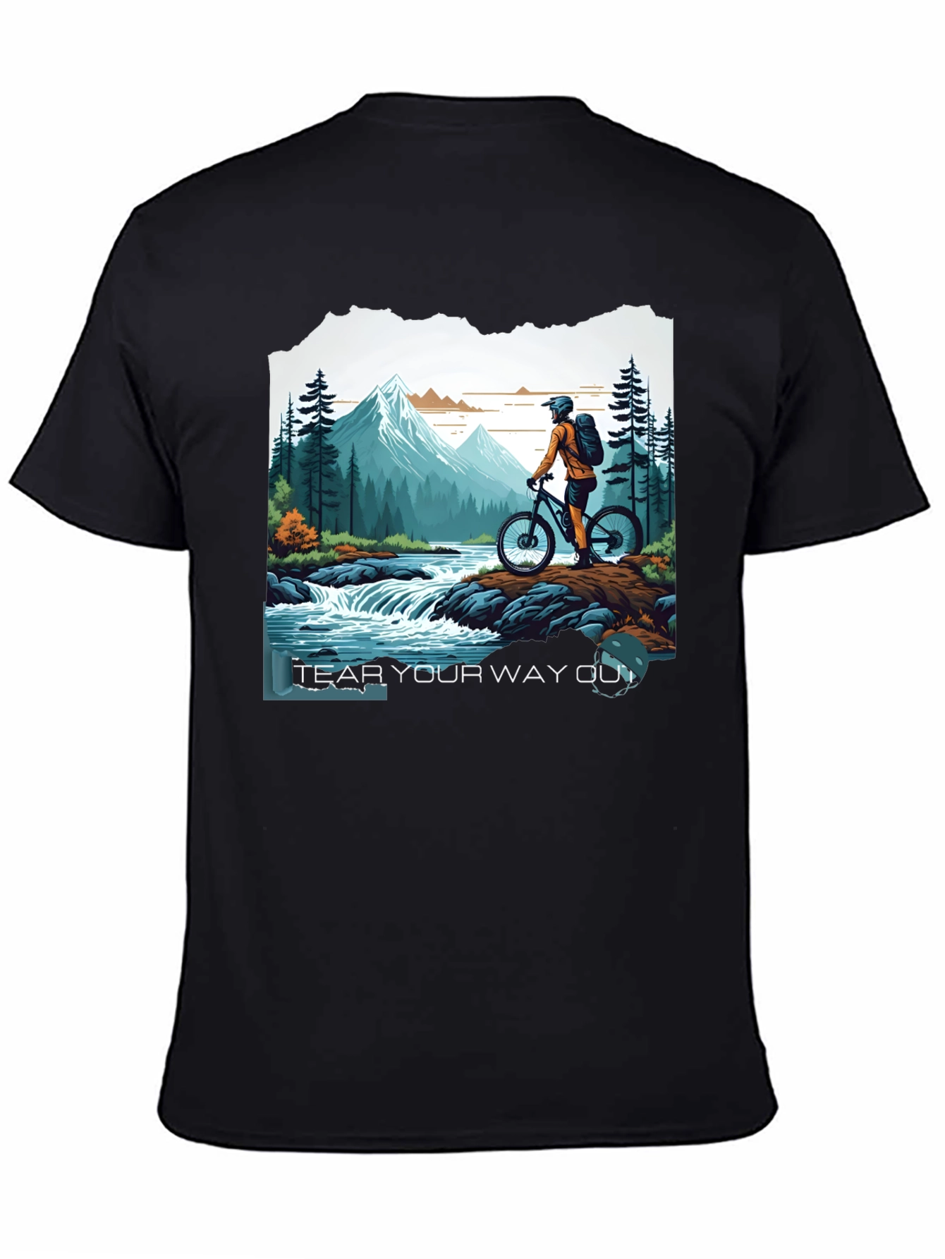 Black Mountain Biker Adventure Graphic Tee - "Tear Your Way Out" view 4