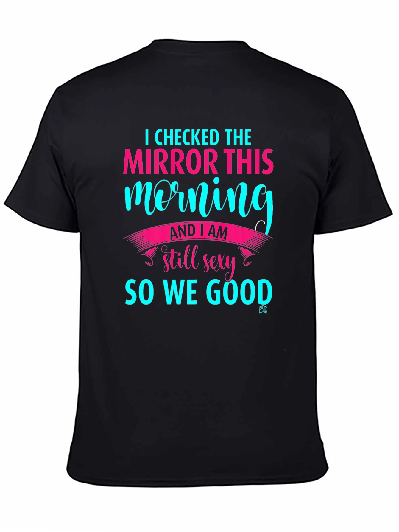 Black Funny I Checked Mirror T-Shirt - Black view 4