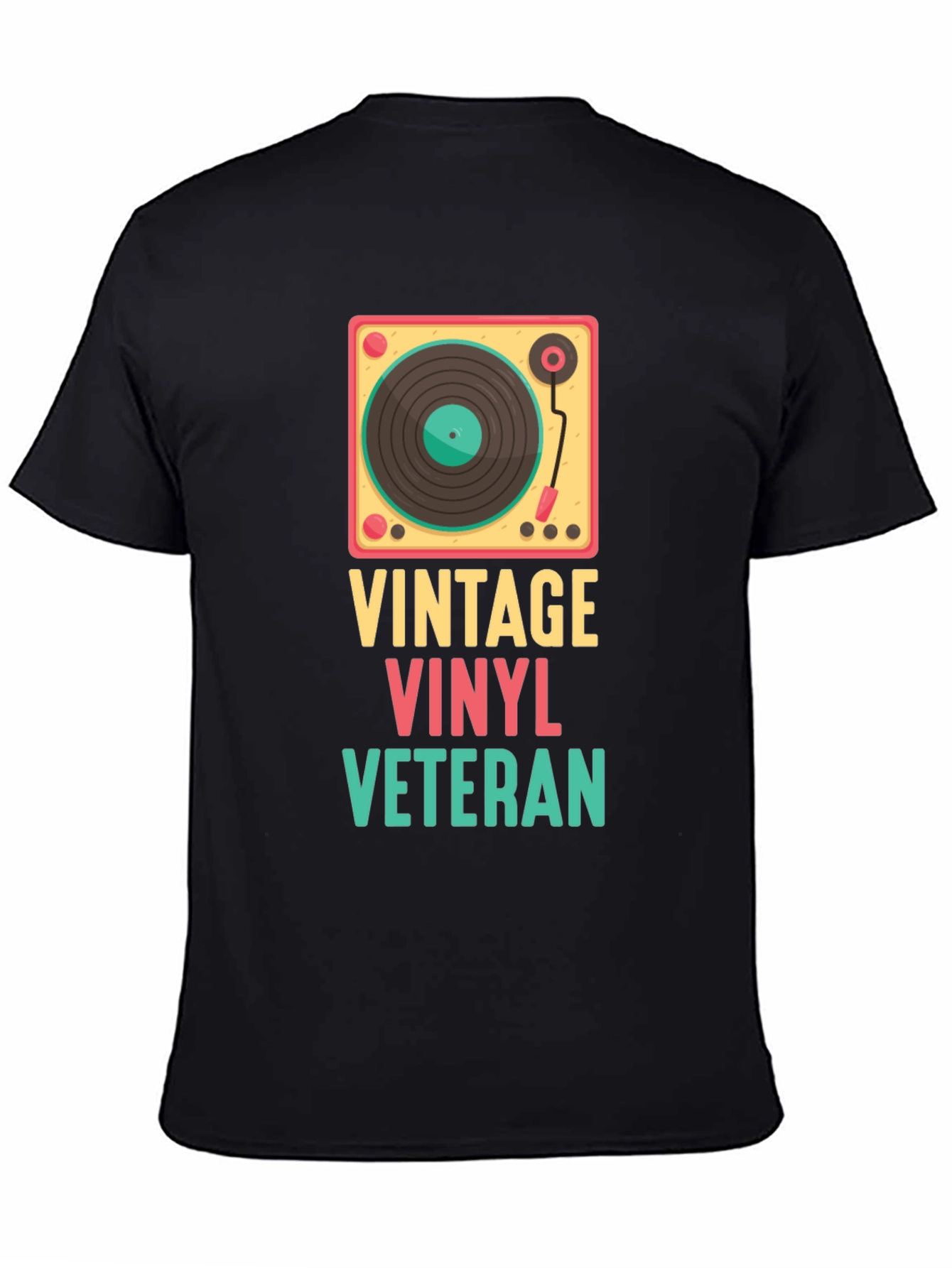 Black Vintage Vinyl Veteran Graphic Tee view 4
