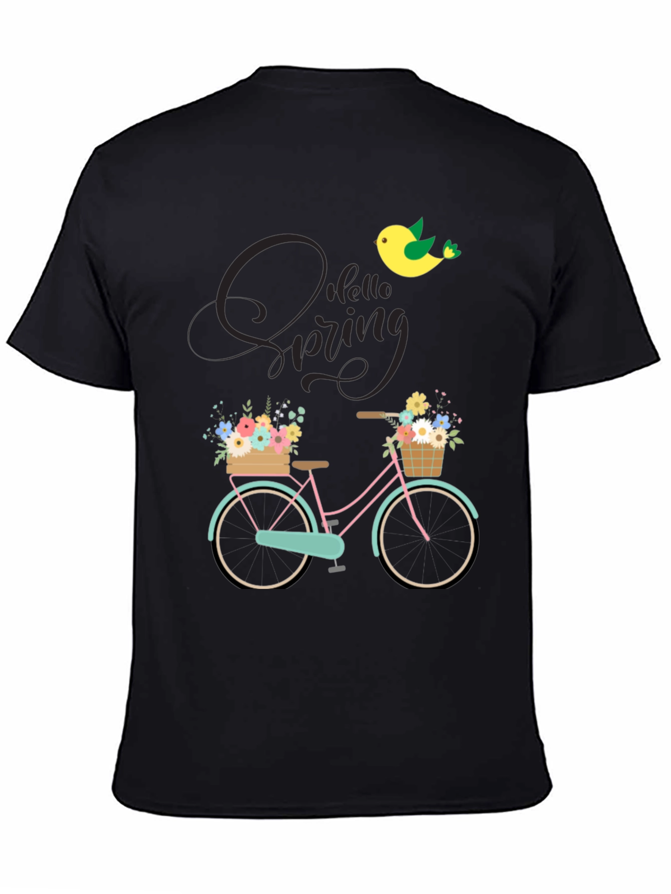 Black Spring Bicycle Graphic T-Shirt view 4
