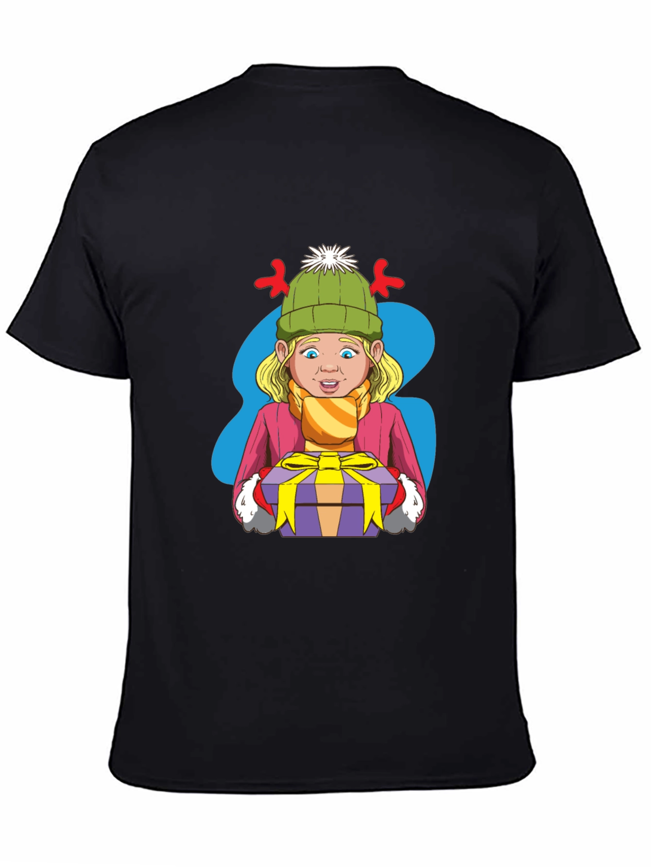 Black Festive Cartoon Graphic Tee view 4
