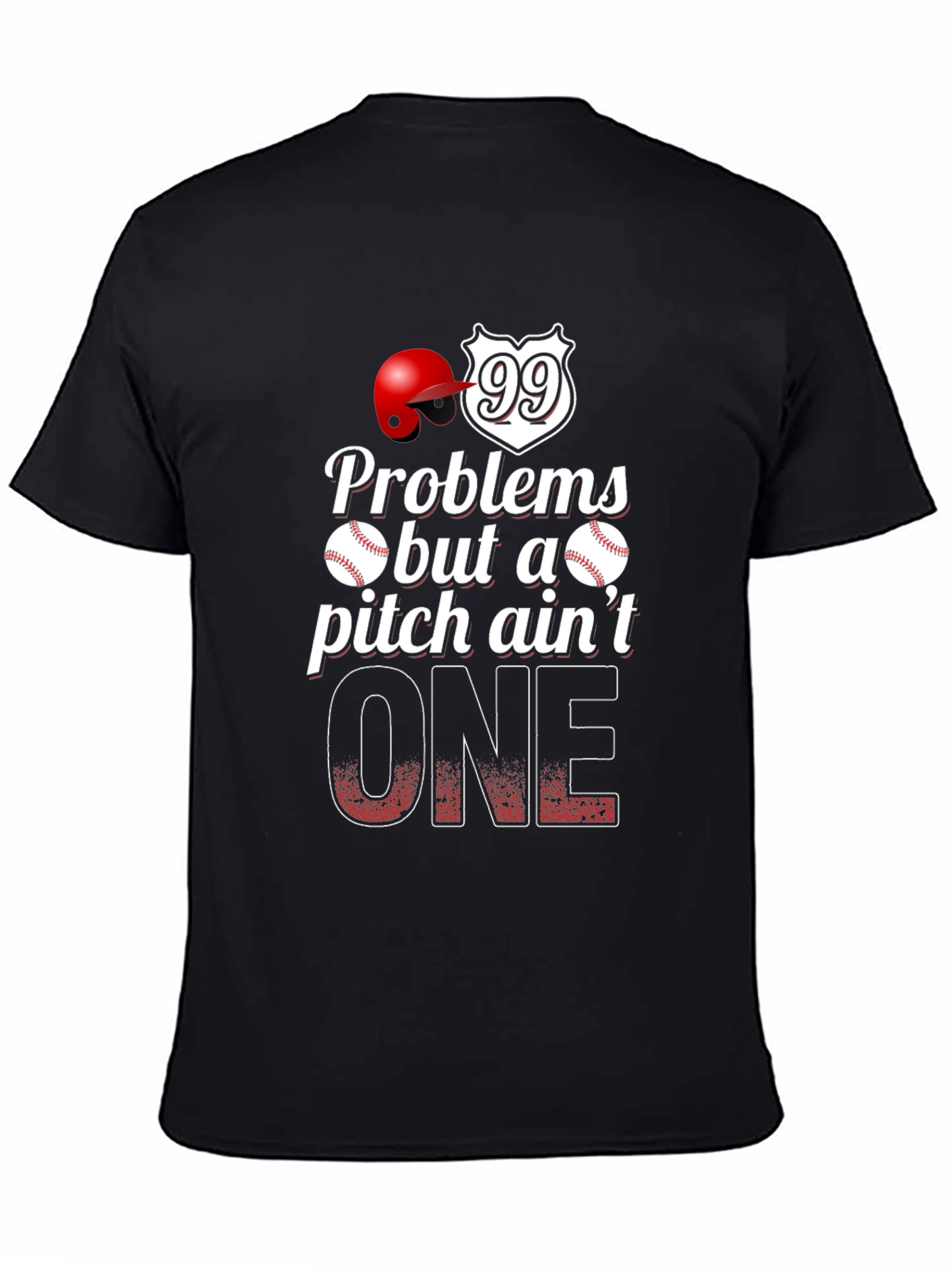 Black Baseball Problems Pitch Ain't One T-Shirt view 4
