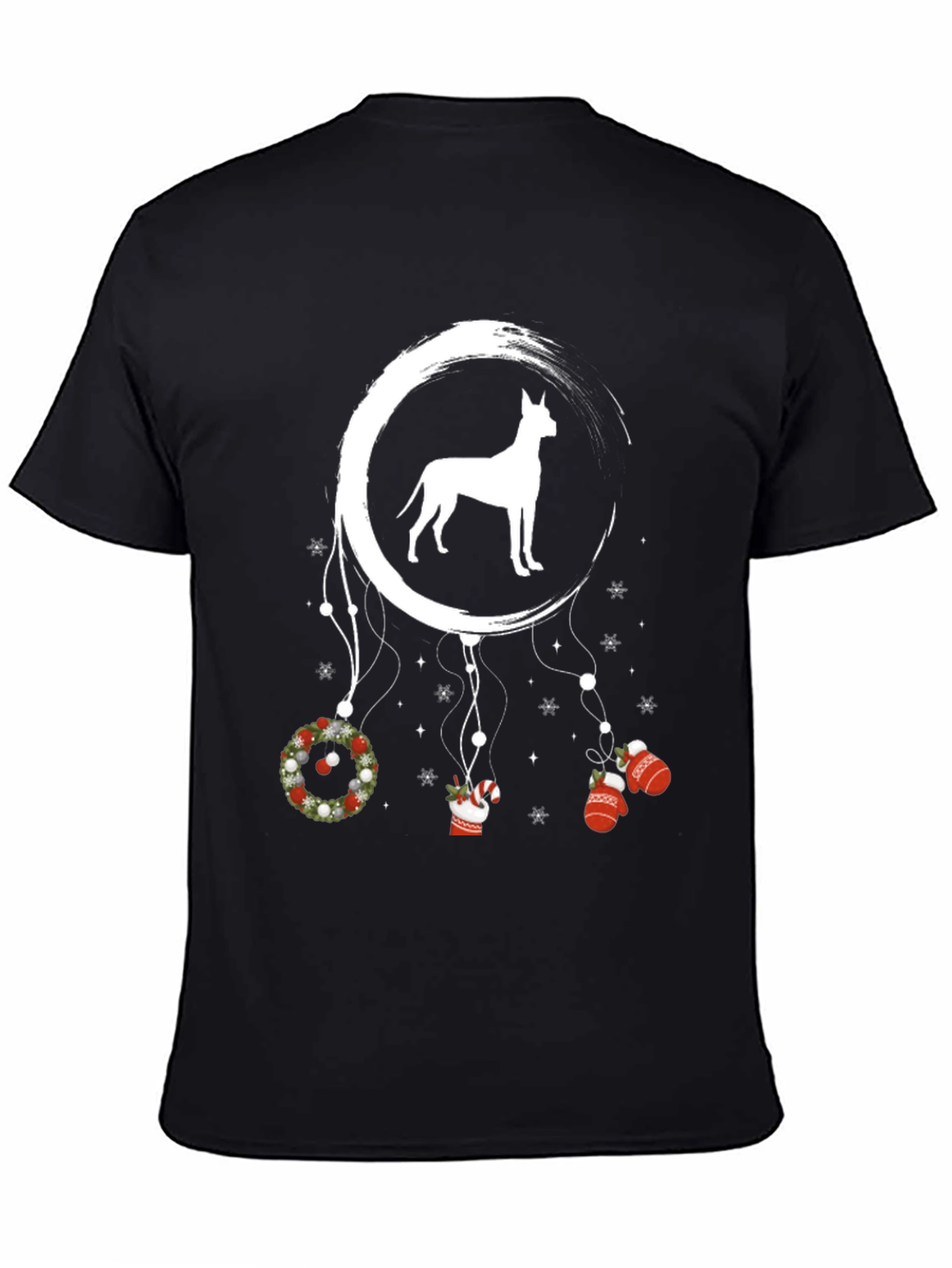 Black Dog Christmas Dreamcatcher T-Shirt view 4