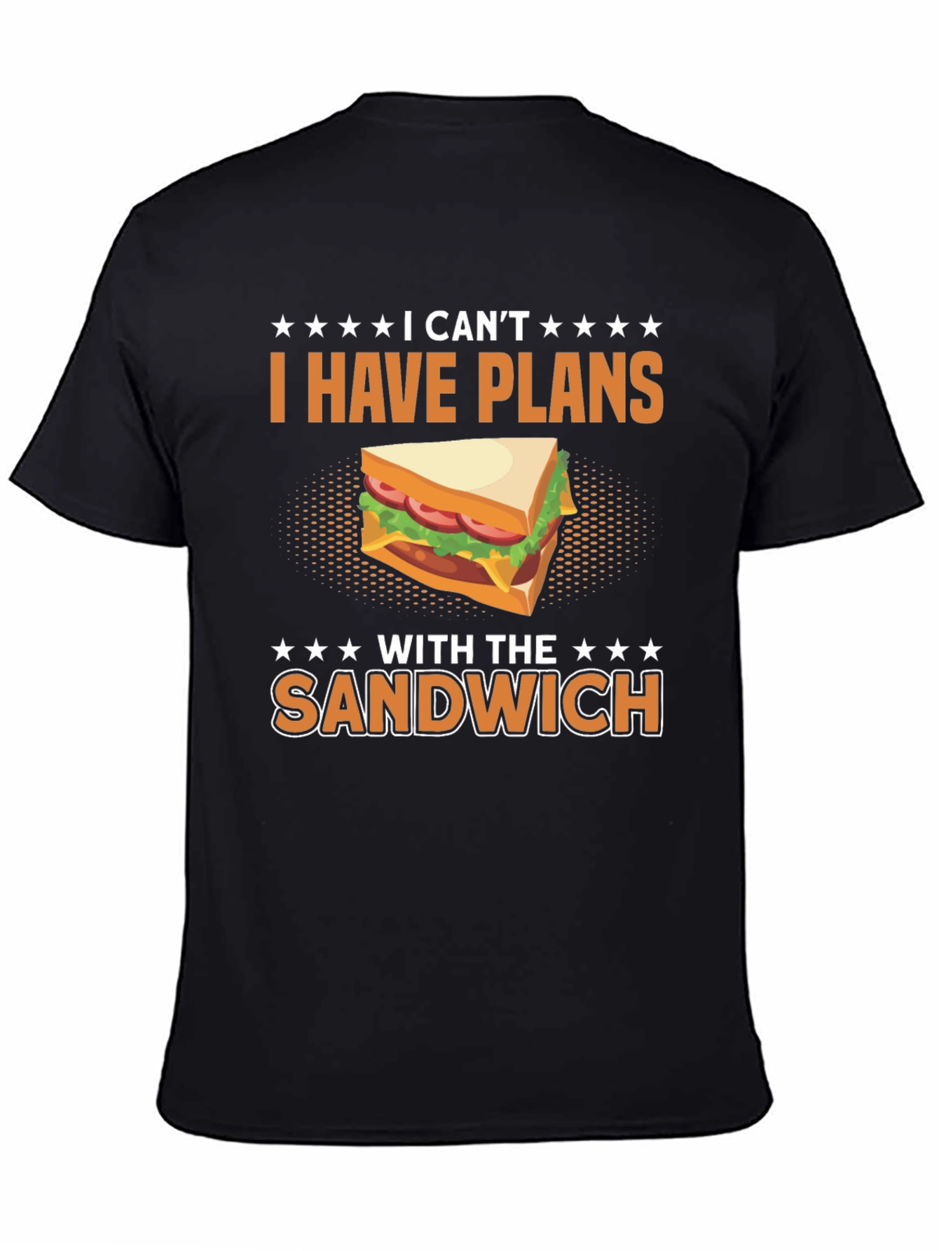Black Funny "I Have Plans With The Sandwich" T-Shirt view 4