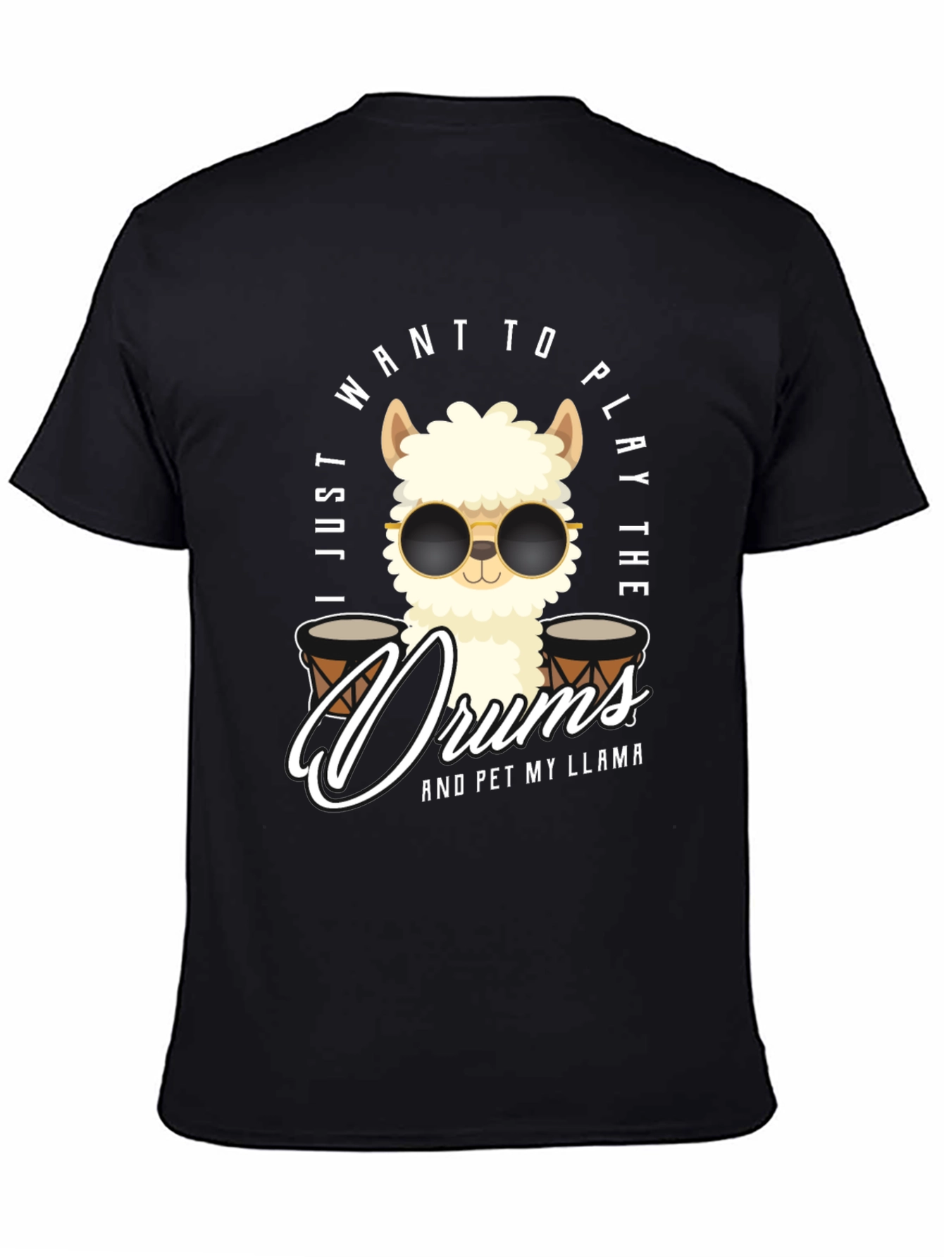 Black Play Drums Llama T-Shirt Funny Pet My Llama Tee view 4