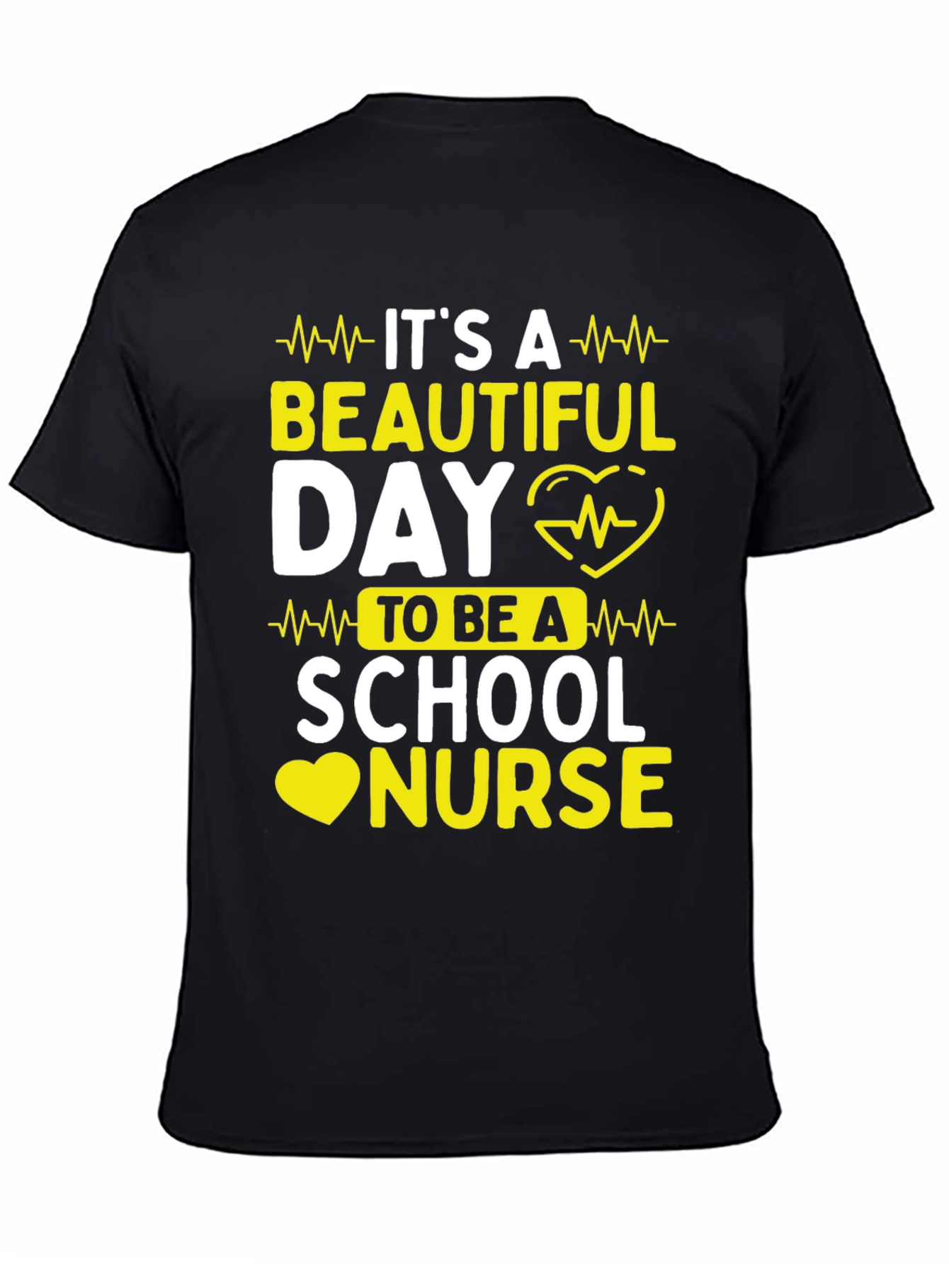 Black School Nurse T-Shirt - It's a Beautiful Day! view 4