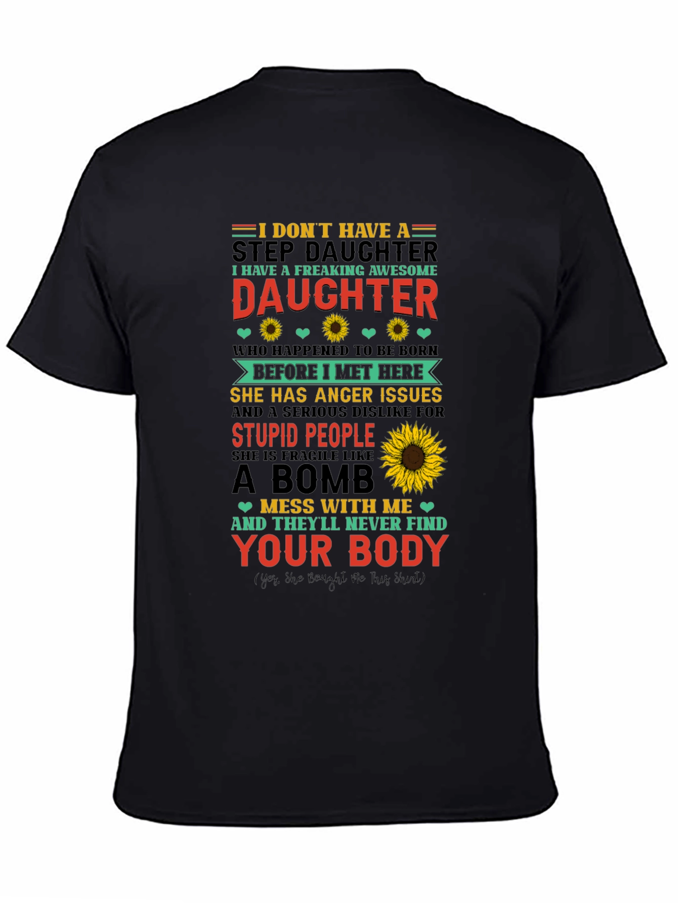 Black Awesome Stepdaughter Novelty T-Shirt view 4
