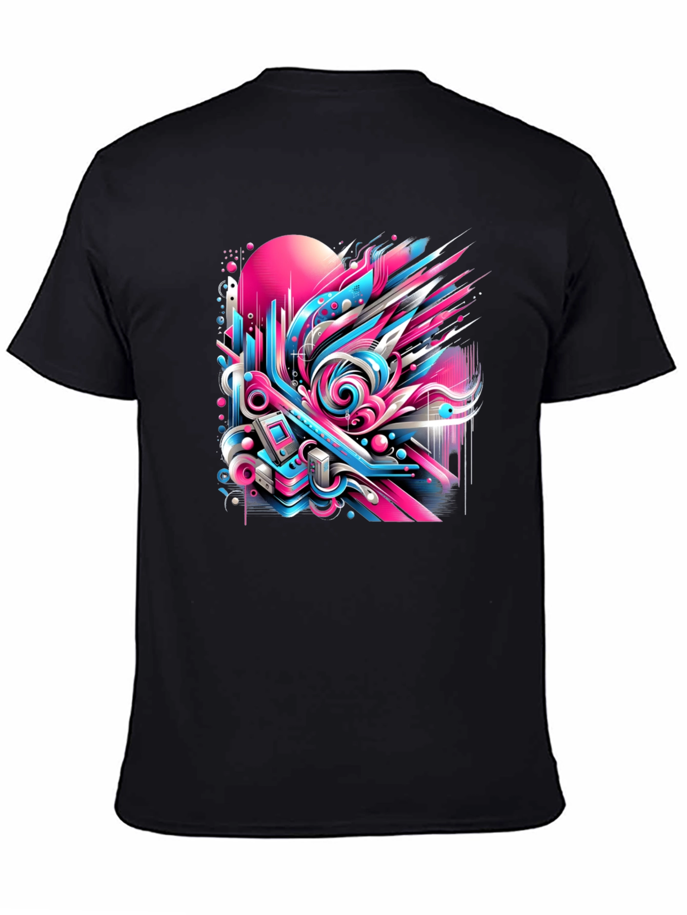 Black Retro Wave Graphic Tee view 4