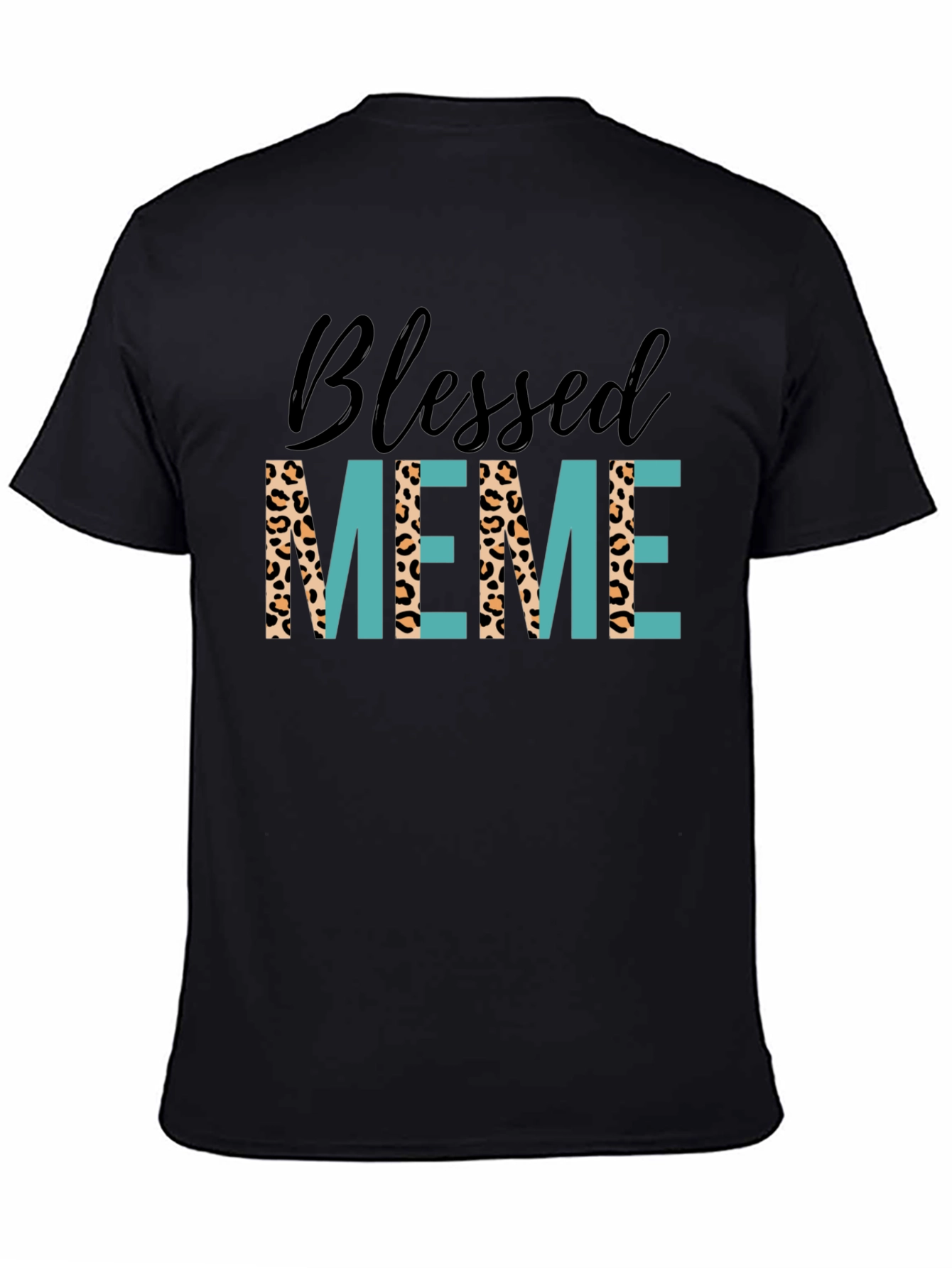 Black Blessed Meme Graphic Tee - Trendy Animal Print T-Shirt view 4