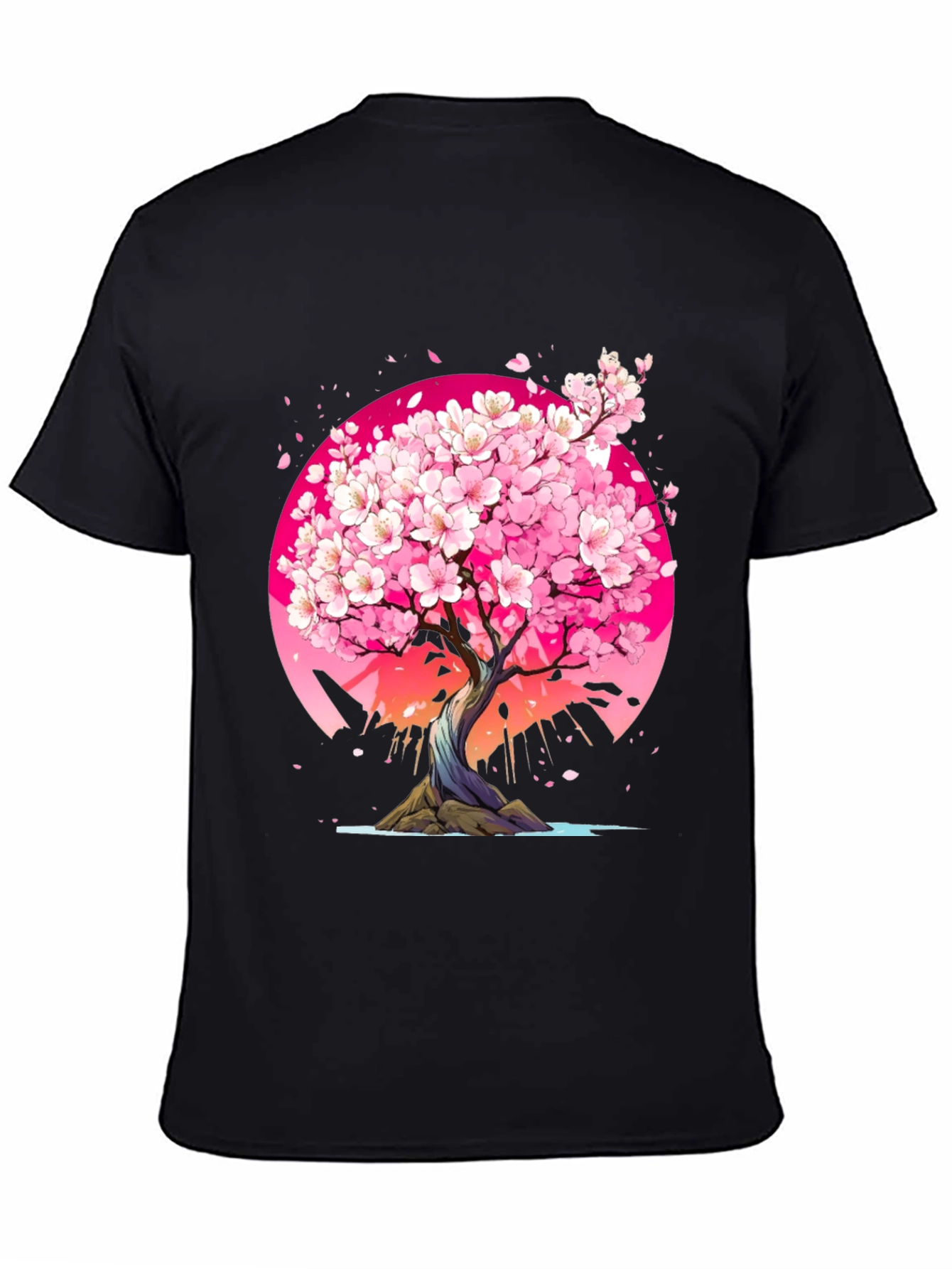 Black Cherry Blossom Tree Graphic Tee - Black view 4