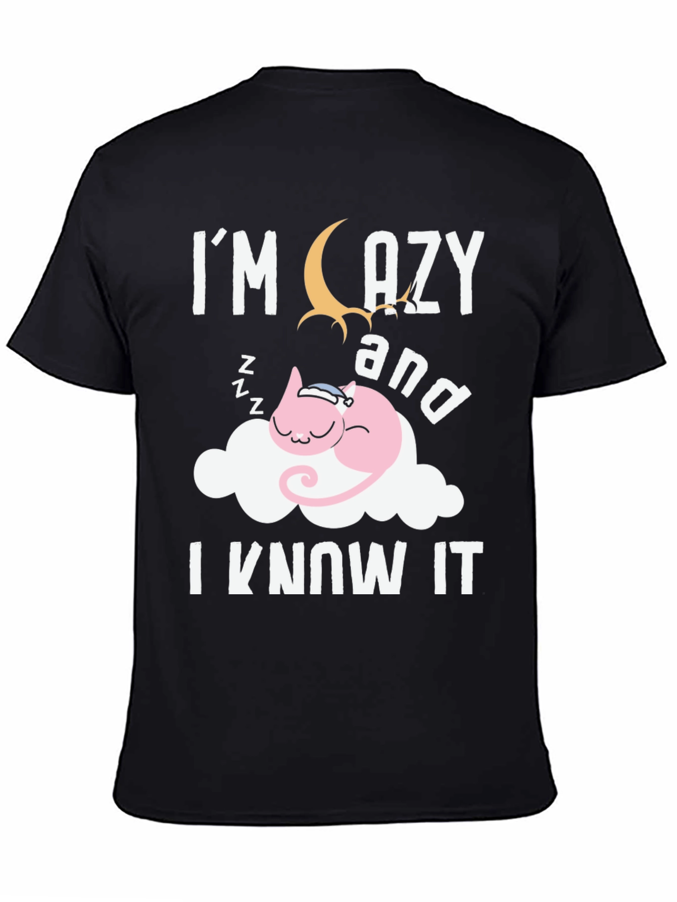 Black Lazy Cat Nap T-Shirt - Soft Cotton Blend view 4