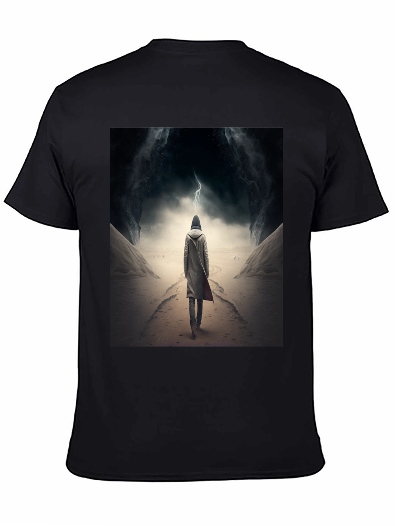Black Hooded Figure Lightning Black T-Shirt view 4