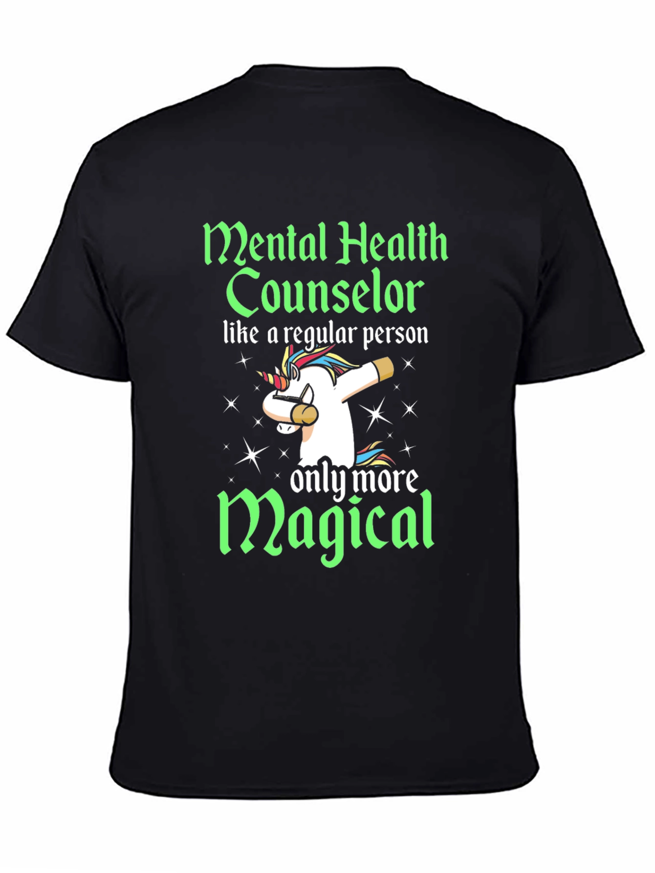 Black Mental Health Counselor Unicorn Graphic T-Shirt view 4