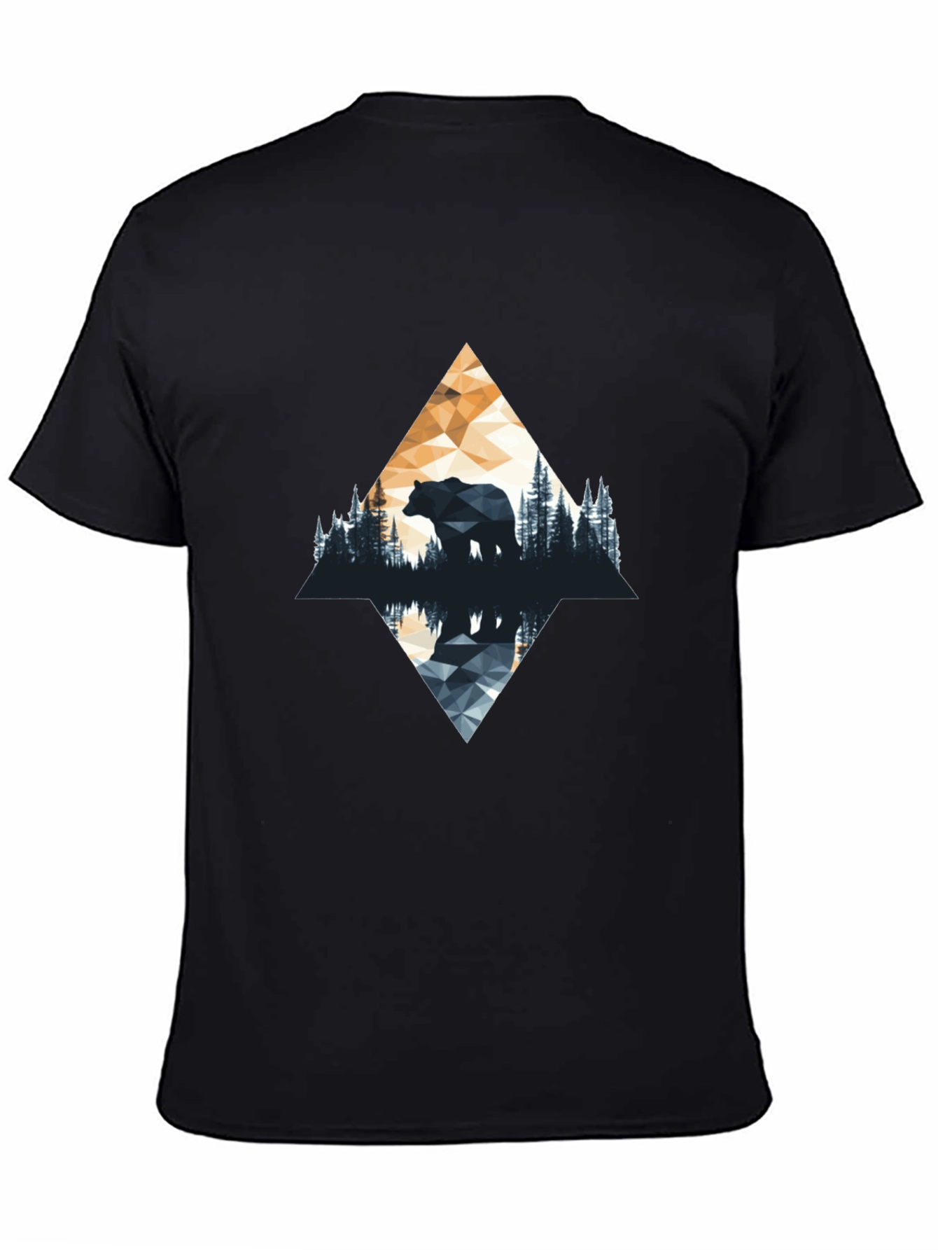 Black Geometric Bear Graphic T-Shirt - Nature Inspired view 4