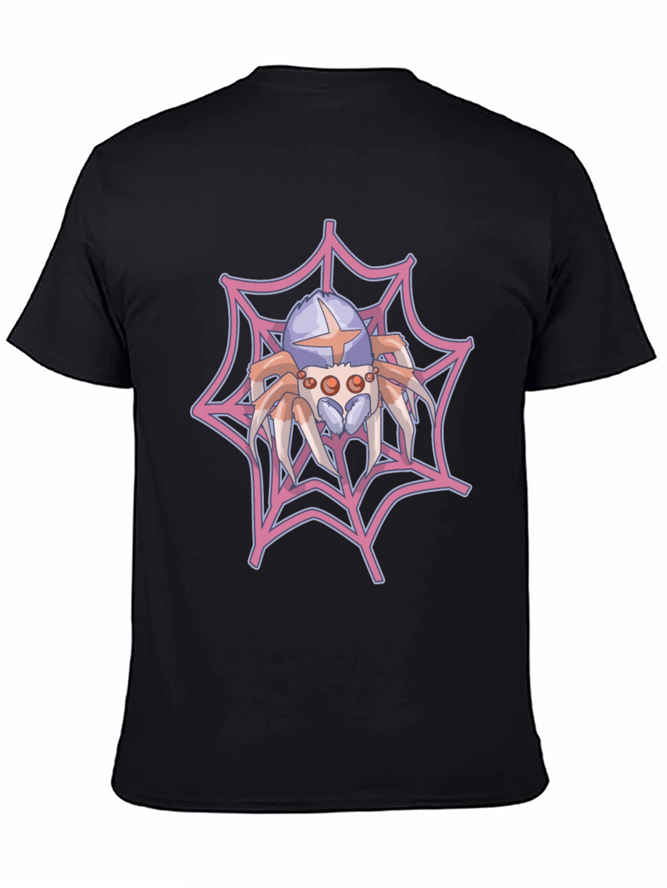 Black Spider Web Graphic Tee - Novelty Print Shirt view 4