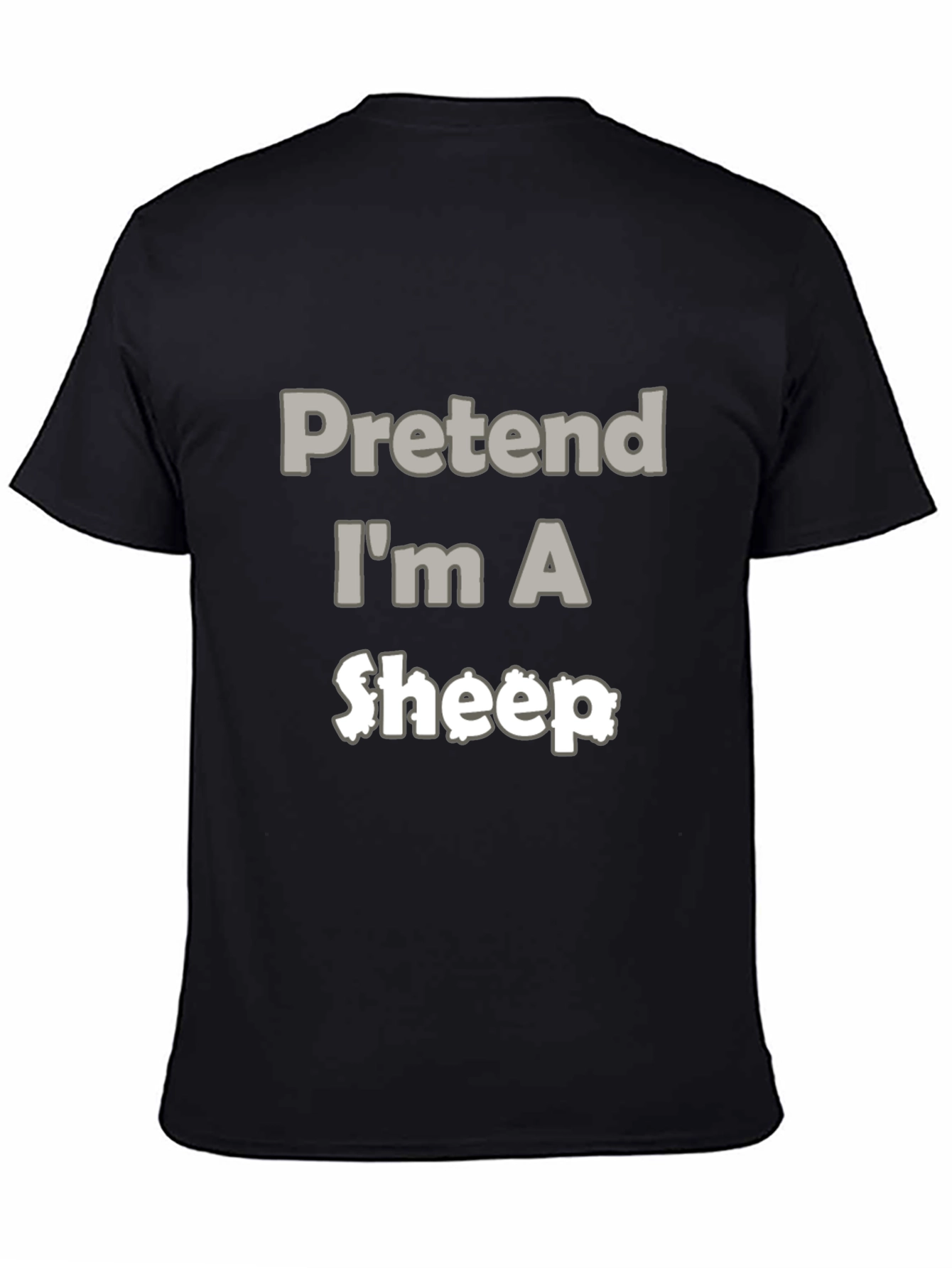 Black Pretend I'm A Sheep Black T-Shirt view 4