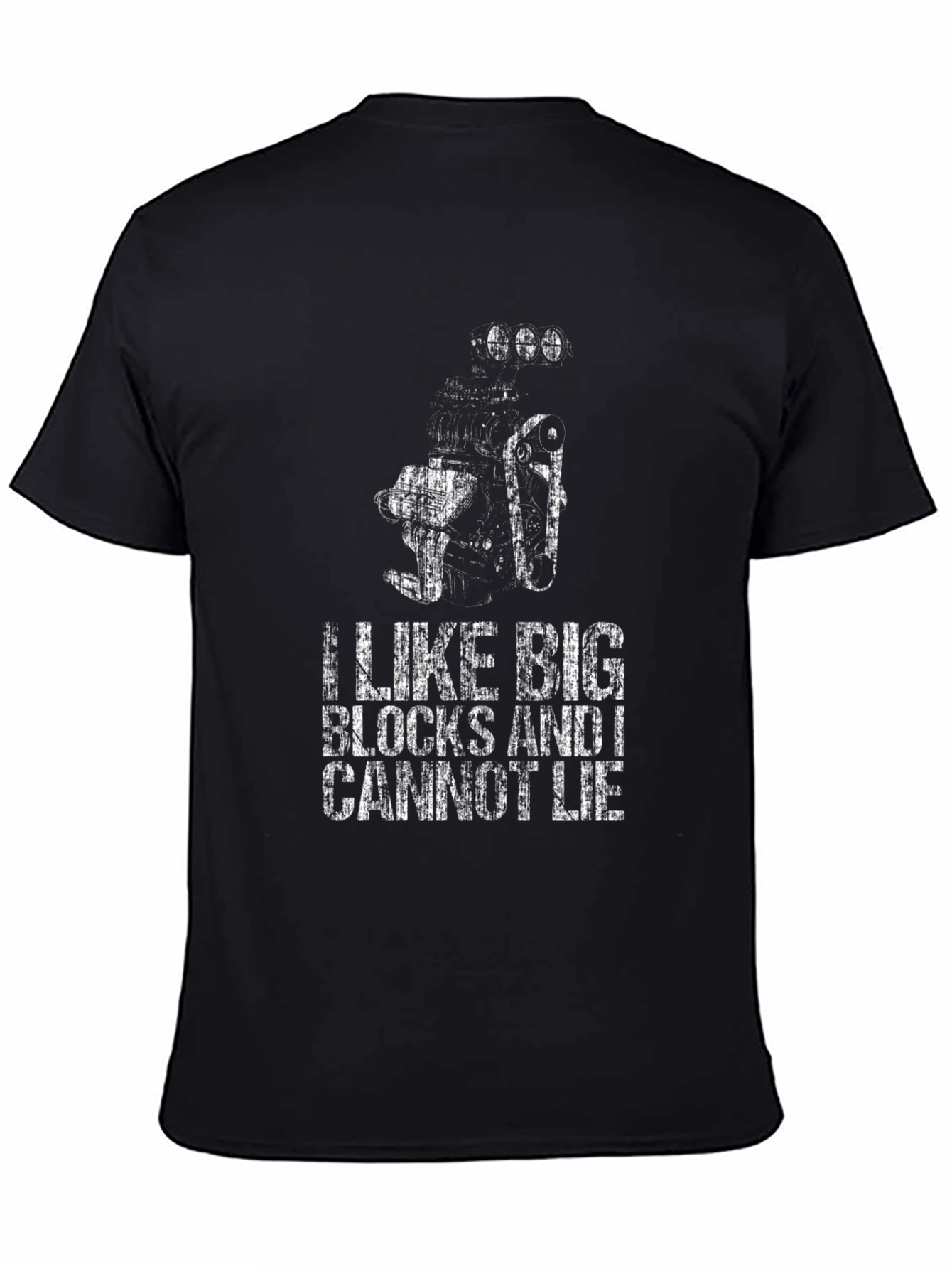Black I Like Big Blocks Funny Car Enthusiast T-Shirt view 4