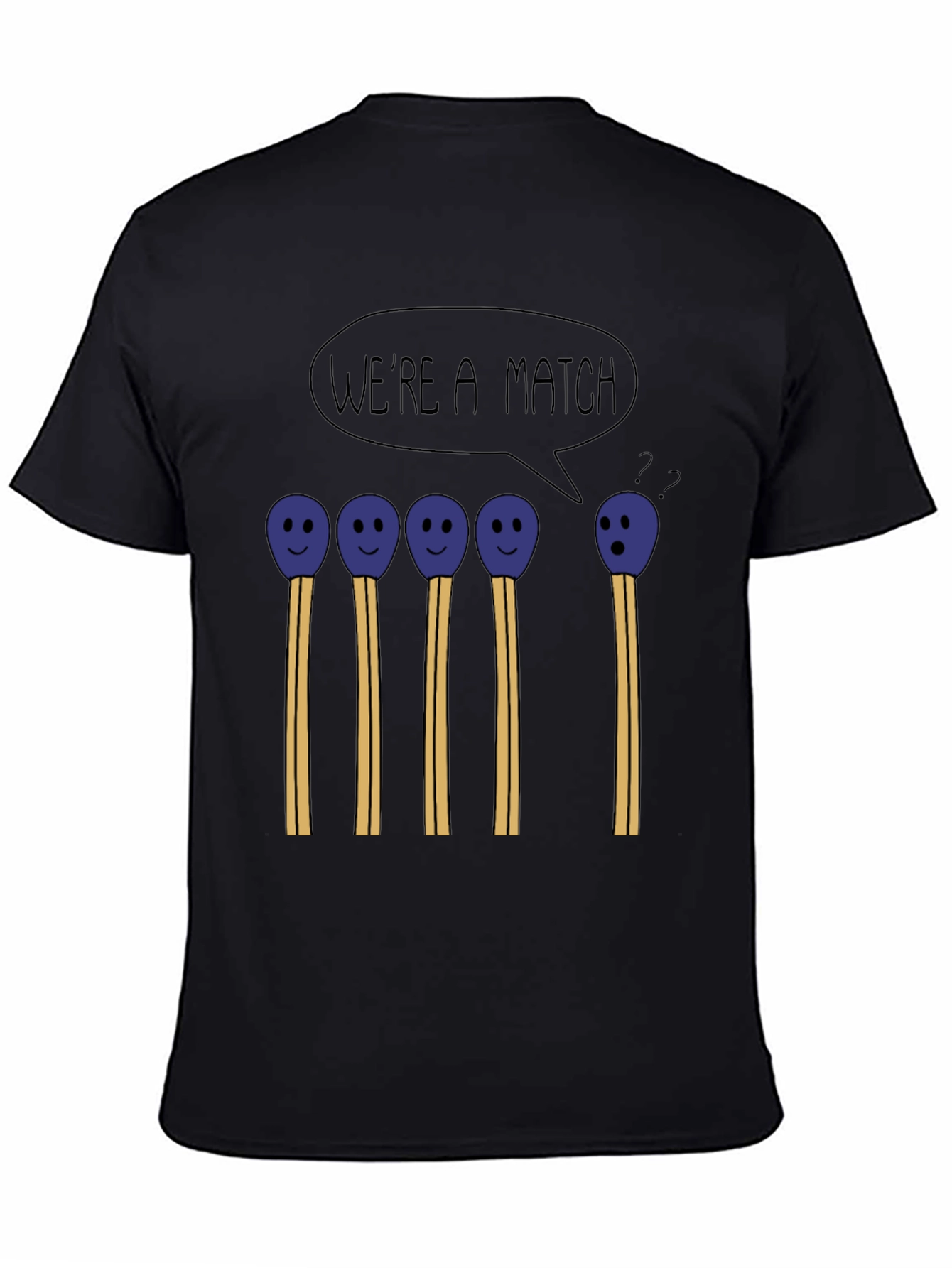 Black We're a Match Funny Graphic T-Shirt view 4