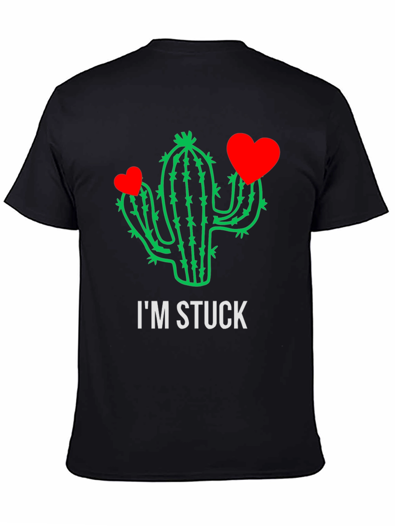 Black I'm Stuck Cactus T-Shirt - Funny Graphic Tee view 4