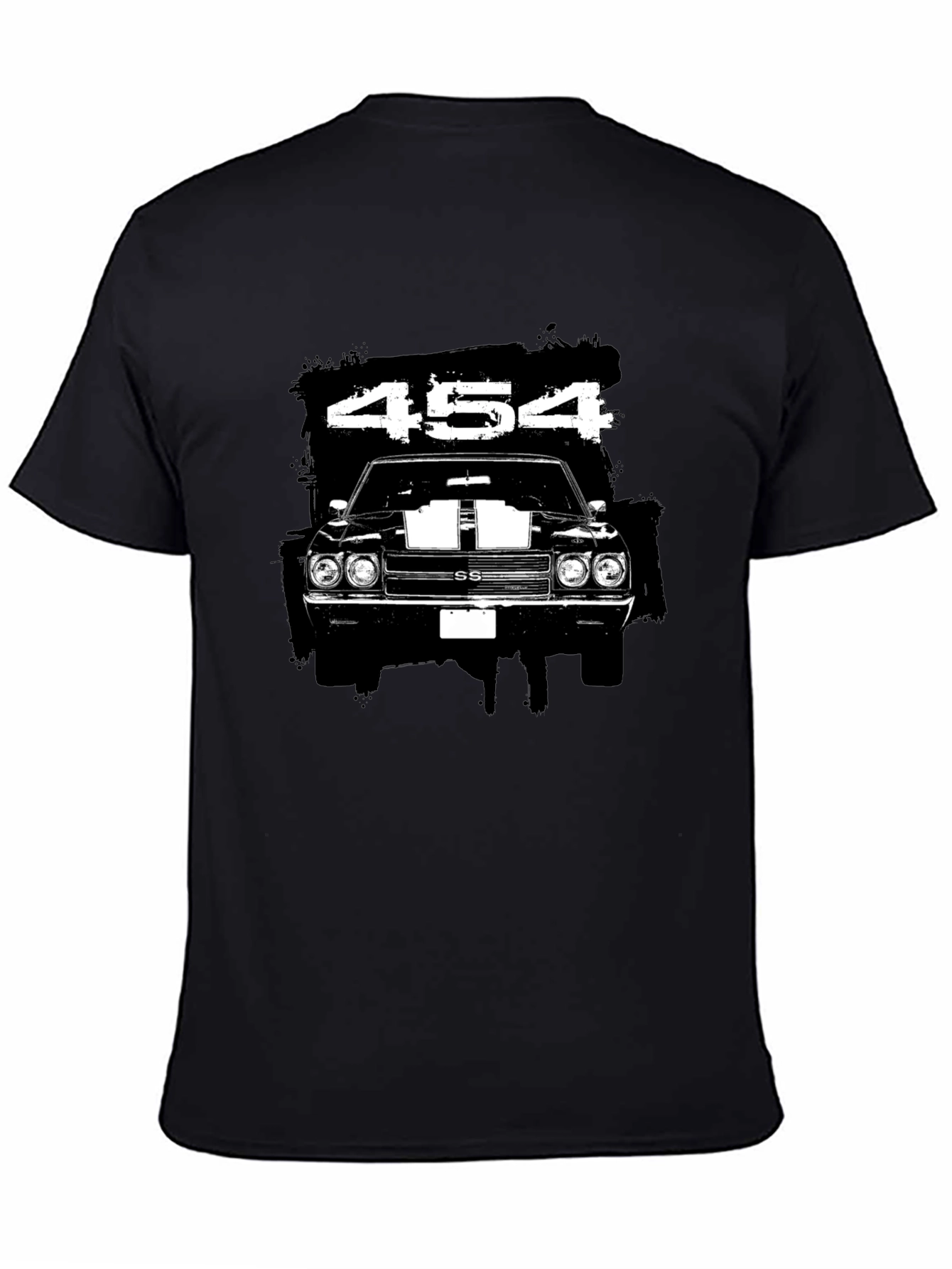 Black 454 Muscle Car Graphic Black T-Shirt view 4