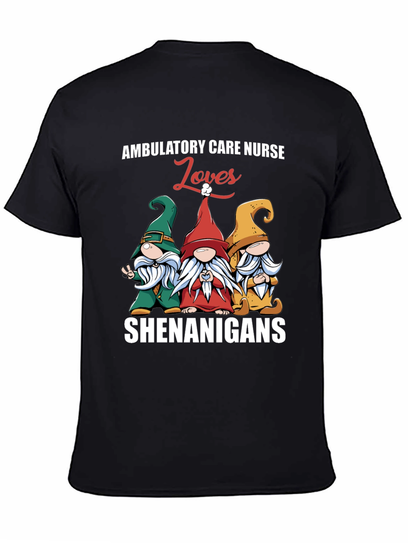 Black Ambulatory Care Nurse Loves Shenanigans T-Shirt view 4