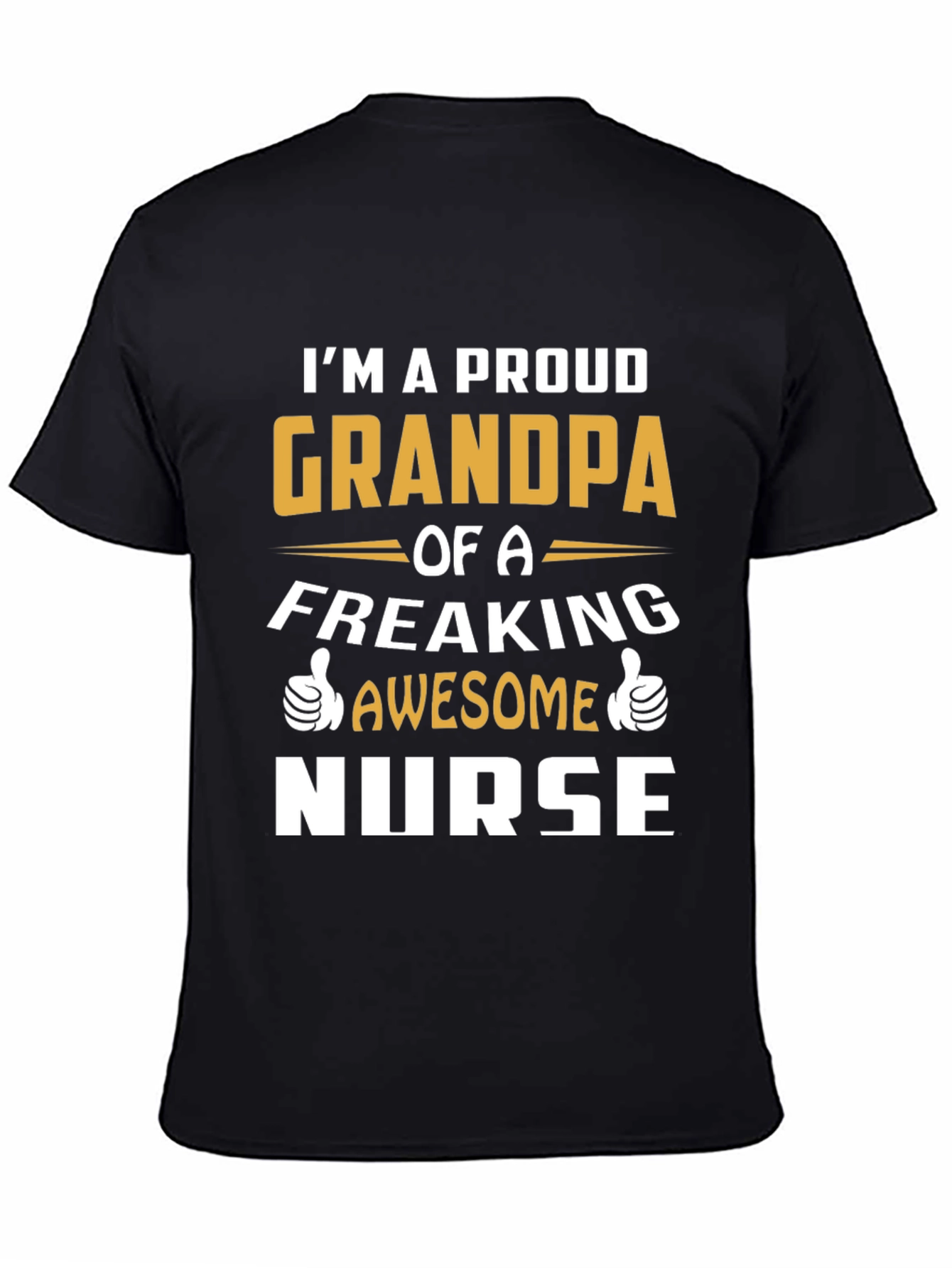Black Proud Grandpa of an Awesome Nurse T-Shirt view 4