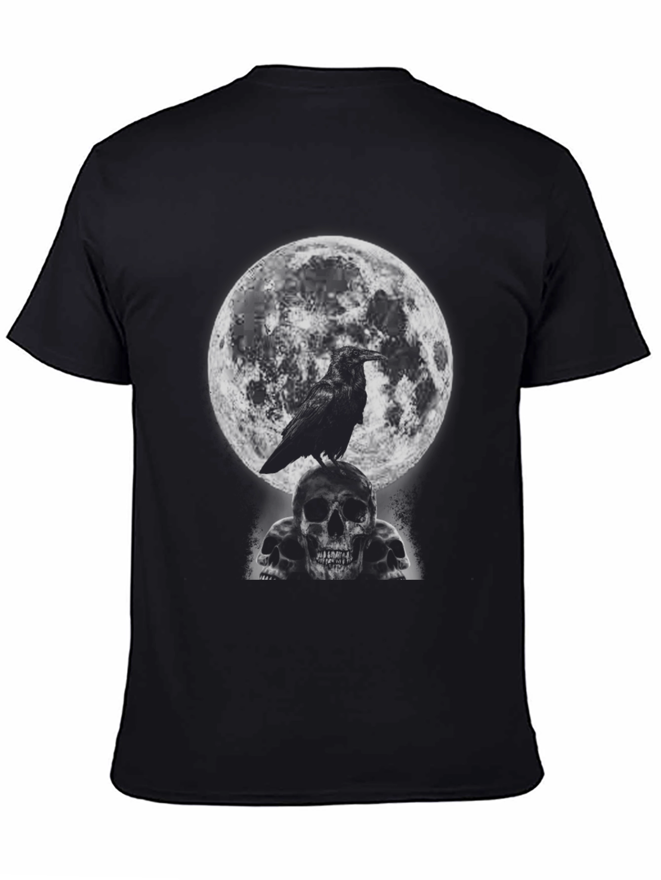 Raven Skull Moon Graphic T-Shirt - 4