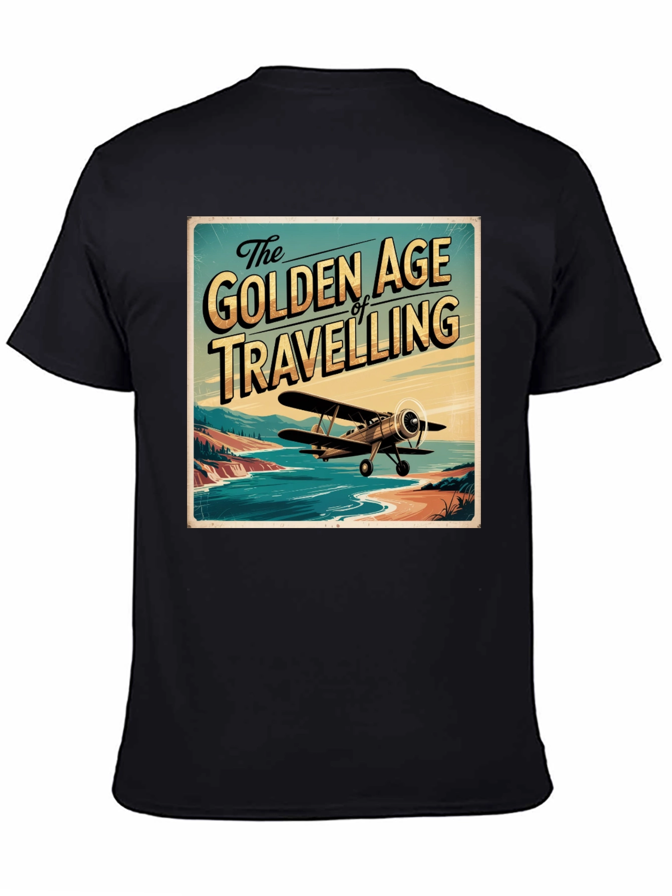 Black Golden Age of Travelling Graphic Tee view 4