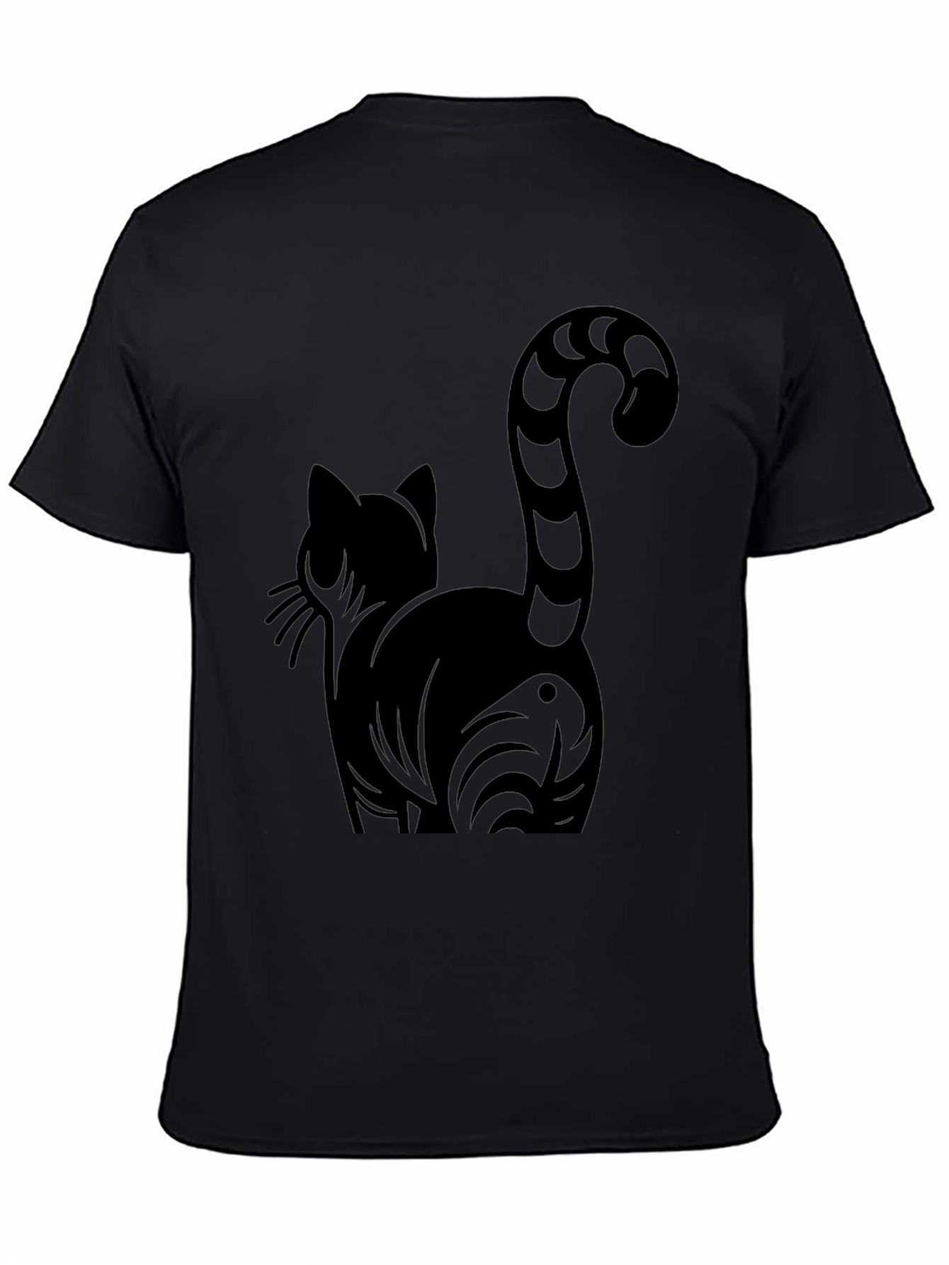 Black Stylish Black Cat Graphic Tee view 4