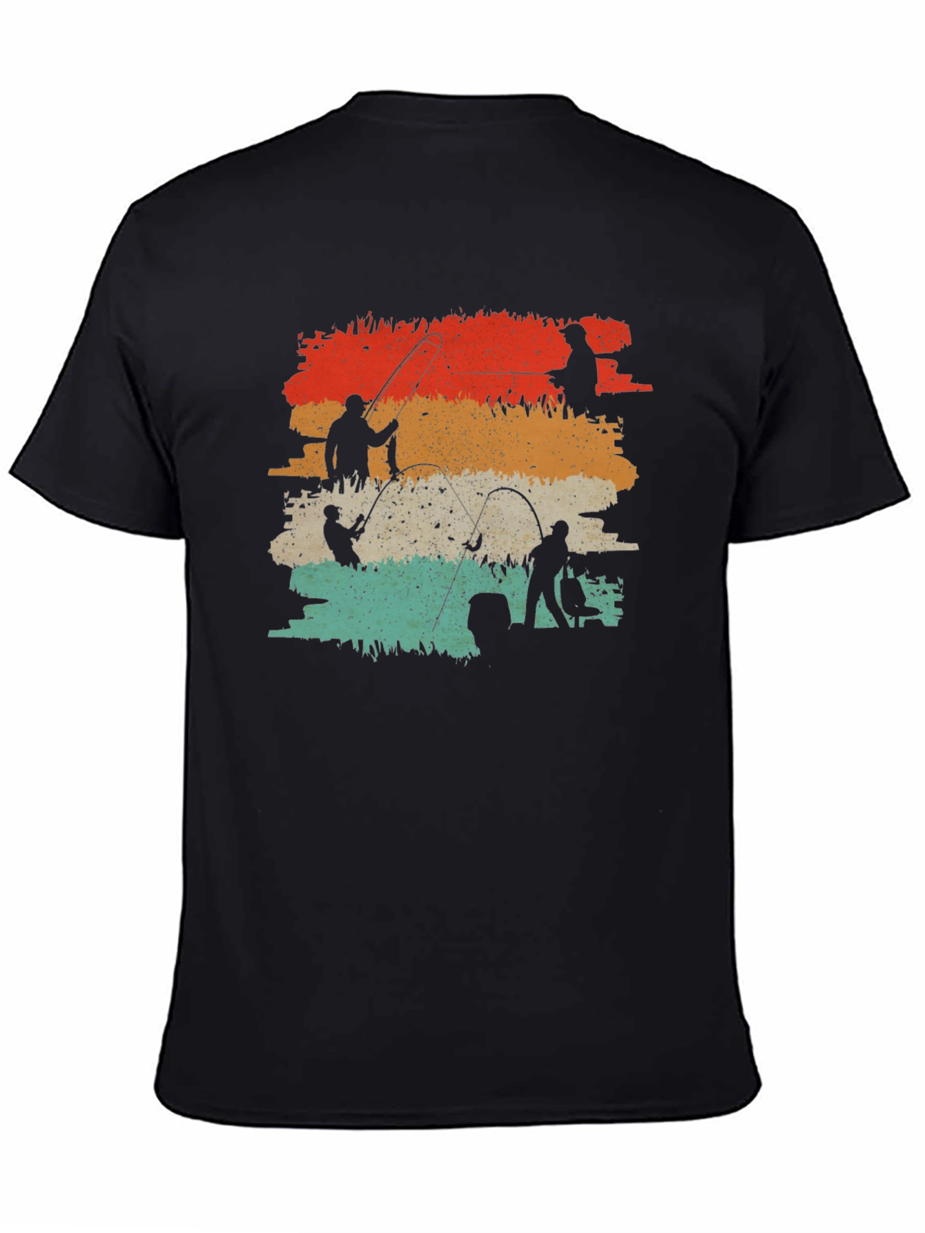 Black Vintage Fishing Silhouette Graphic Tee view 4