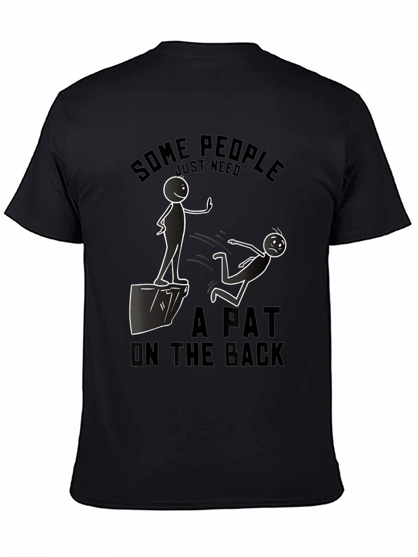Black Humorous "A Pat on the Back" Graphic T-Shirt view 4