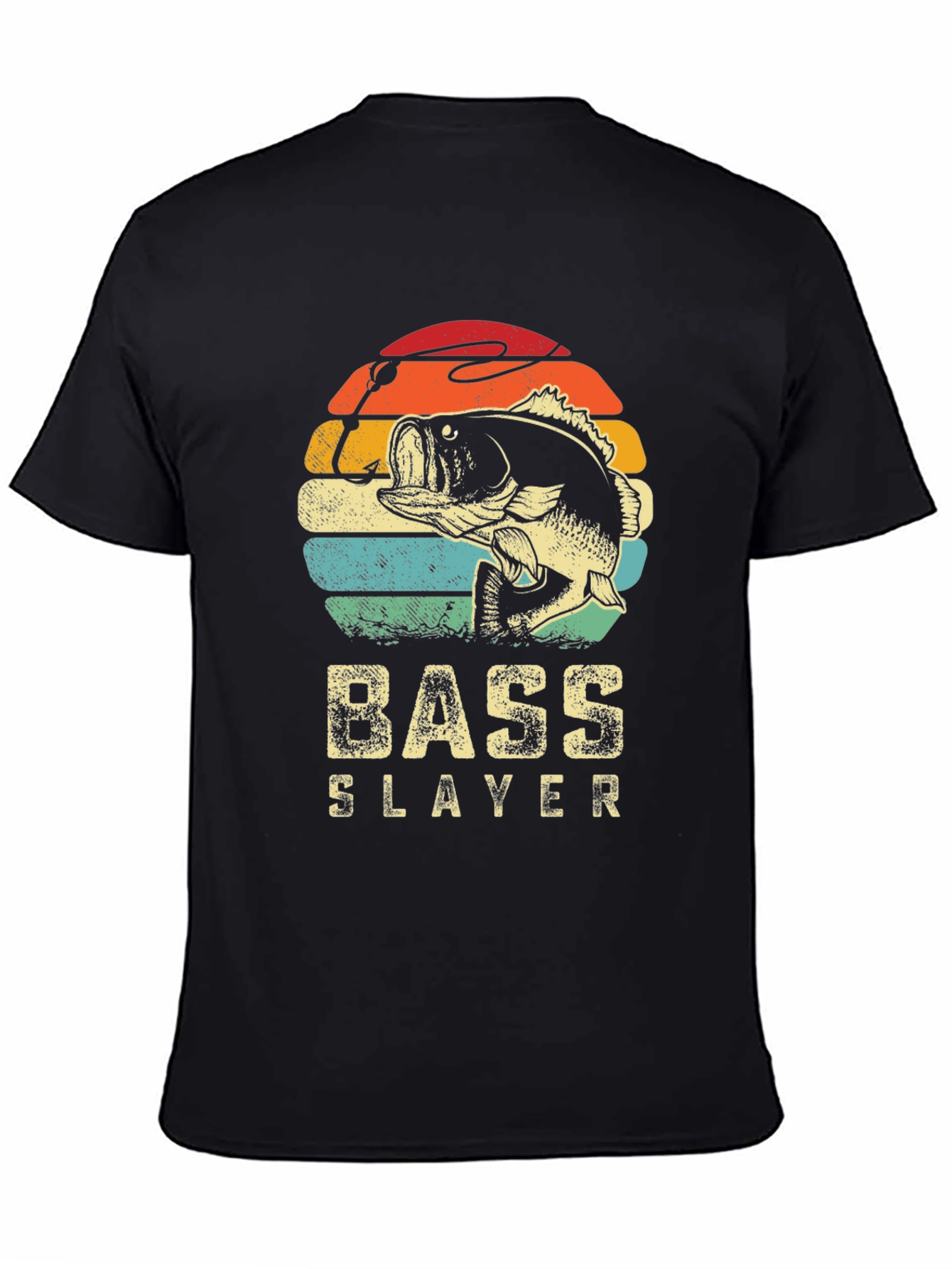 Black Bass Slayer Graphic Tee - Retro Fishing Shirt view 4