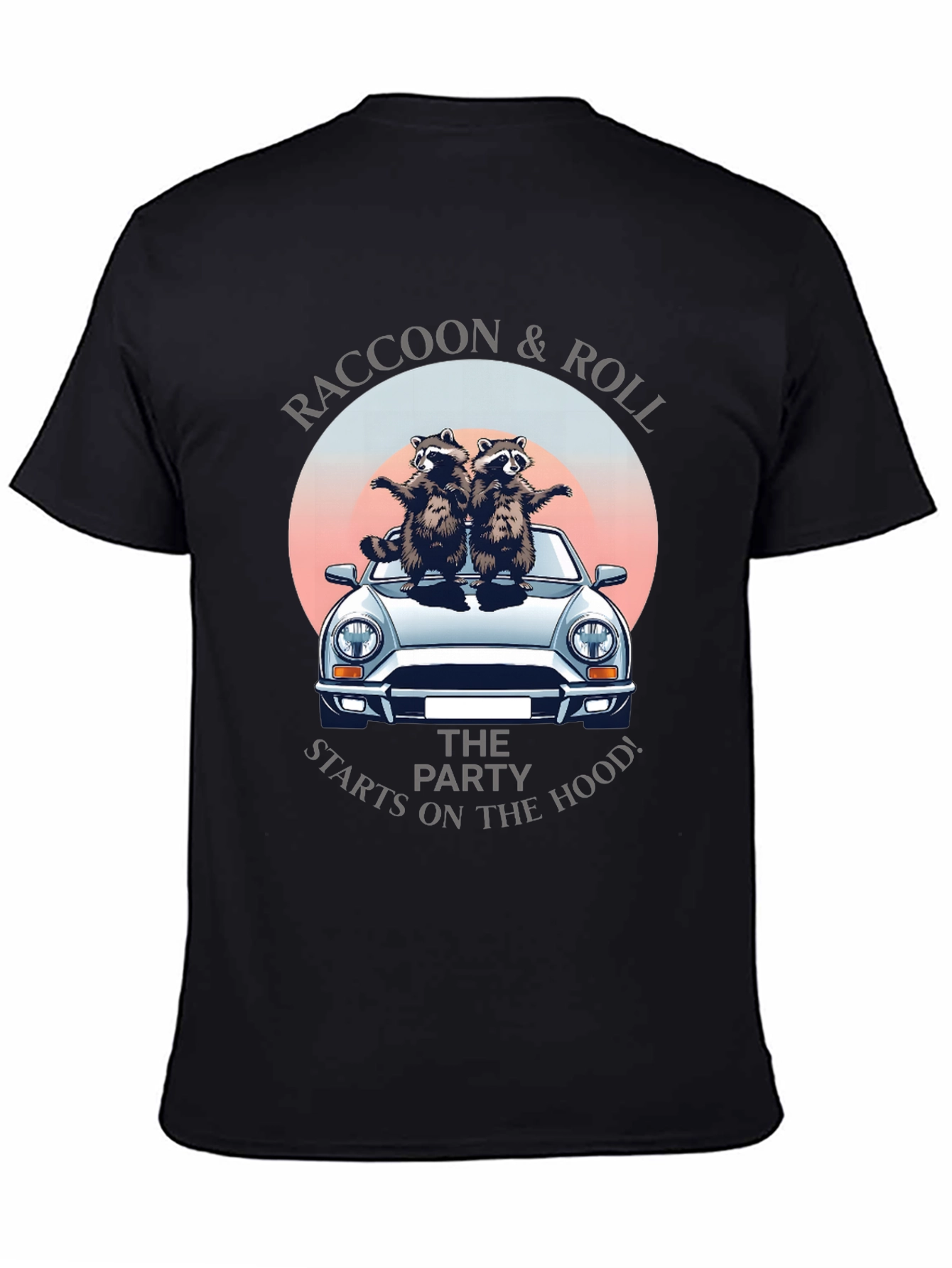 Black Raccoon & Roll Tee - Party on the Hood view 4