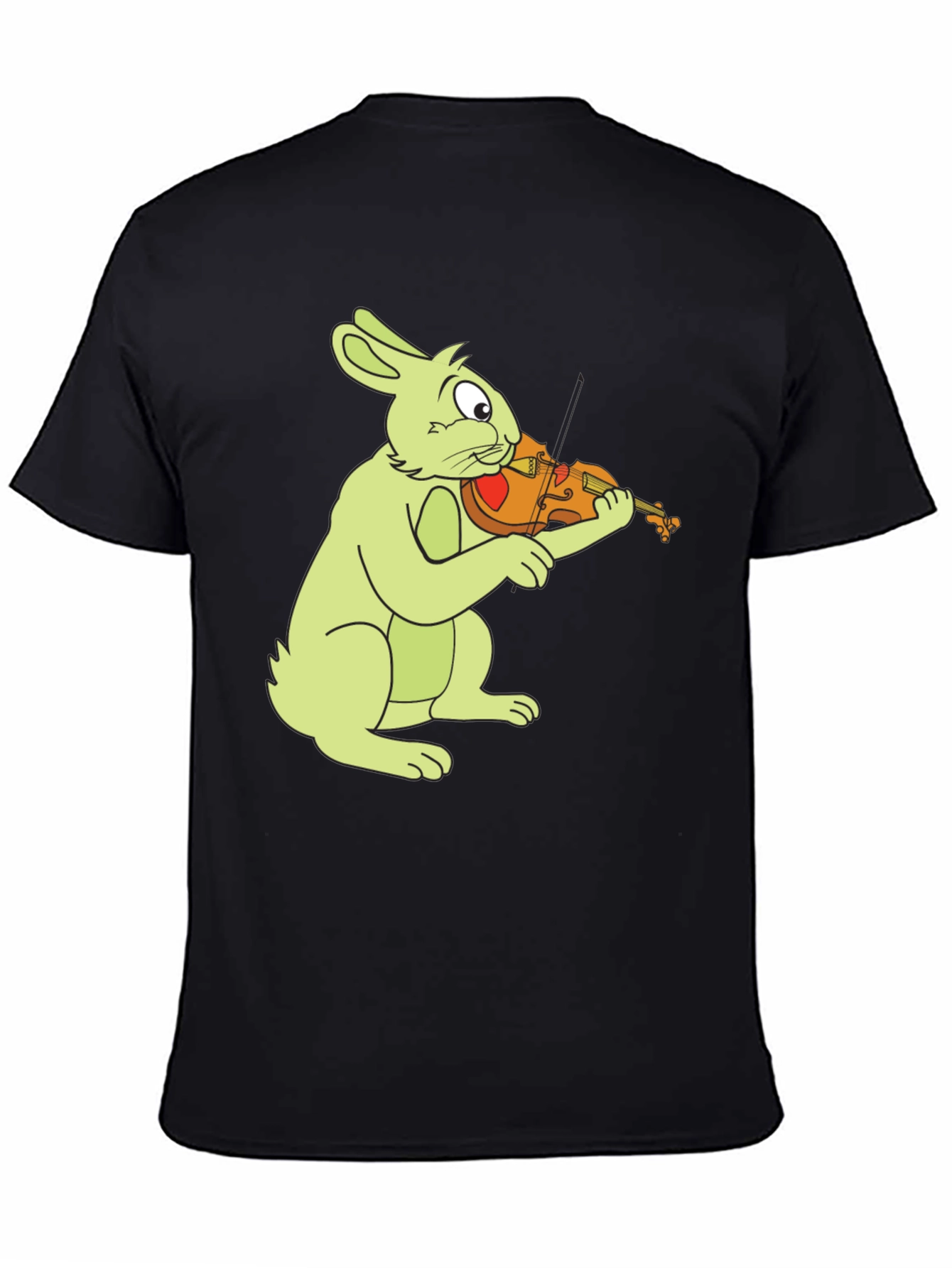 Black Rabbit Playing Violin Graphic Tee - Black Cotton Comfort view 4