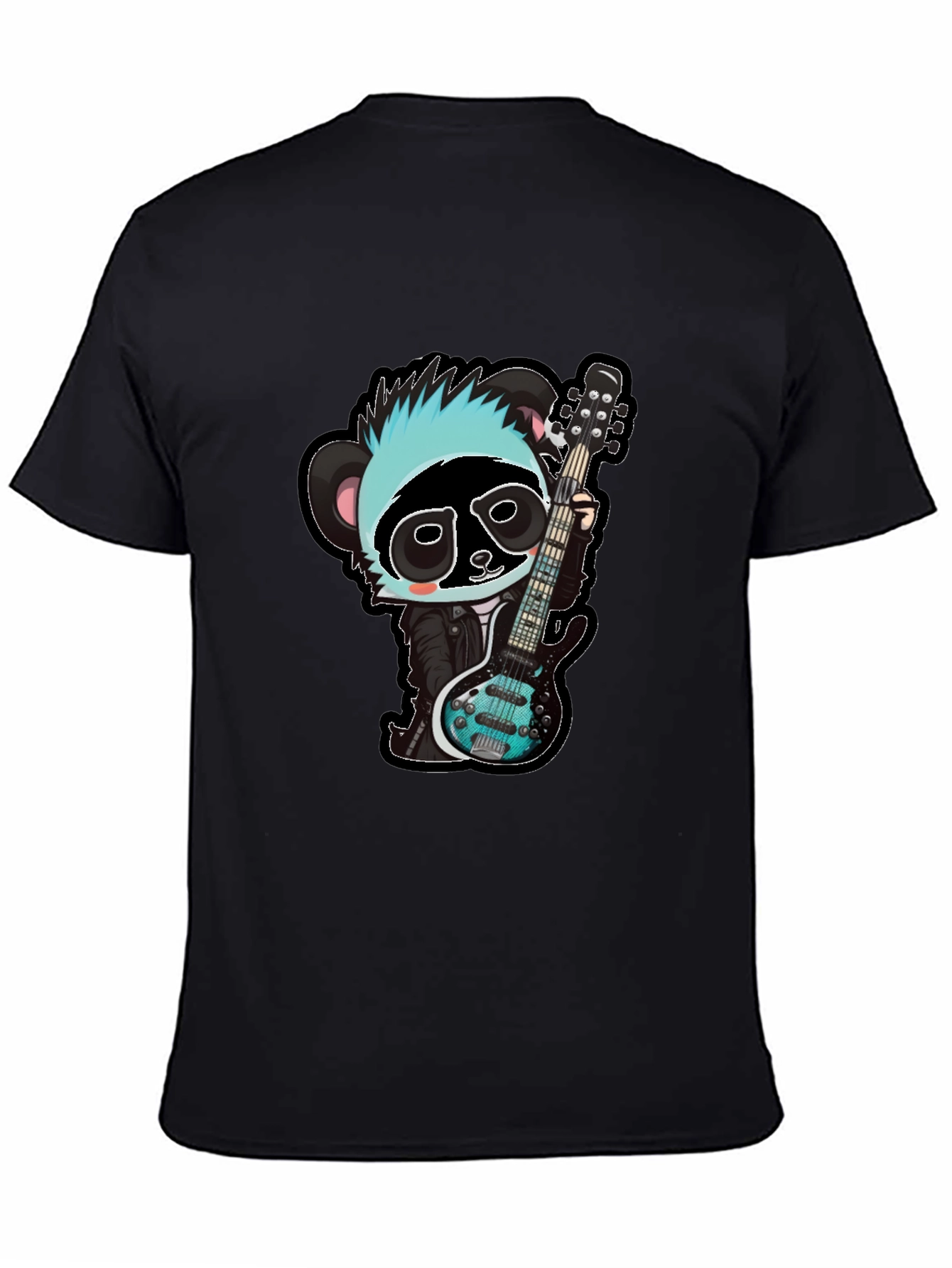 Black Rockin' Panda Graphic Tee - Black Unisex T-Shirt view 4