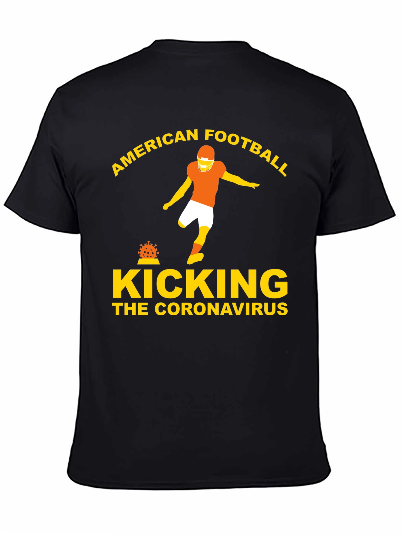 Black American Football Kicking Coronavirus Graphic Tee view 4