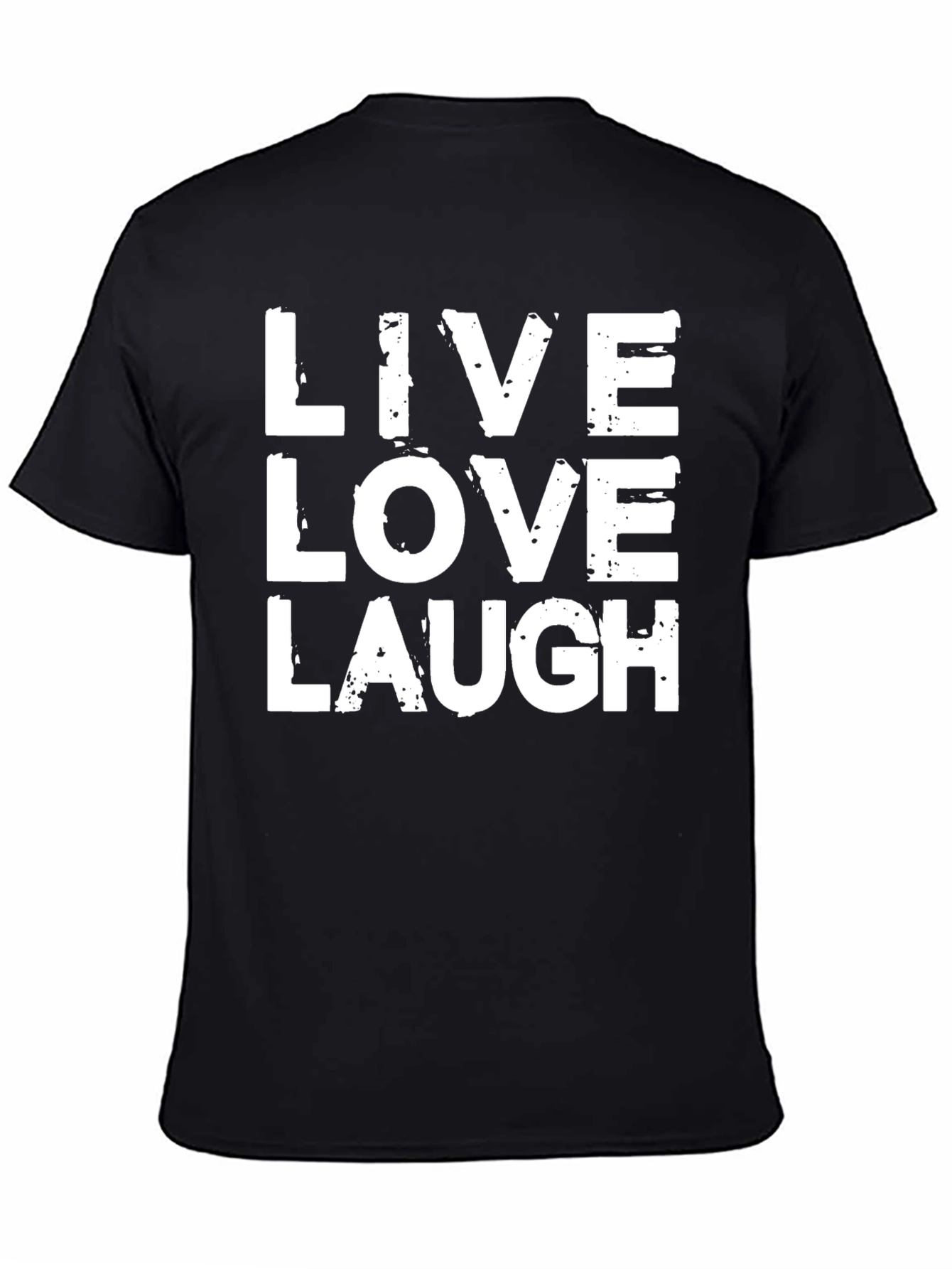 Black Live Love Laugh Graphic T-Shirt - Black Cotton Tee view 4
