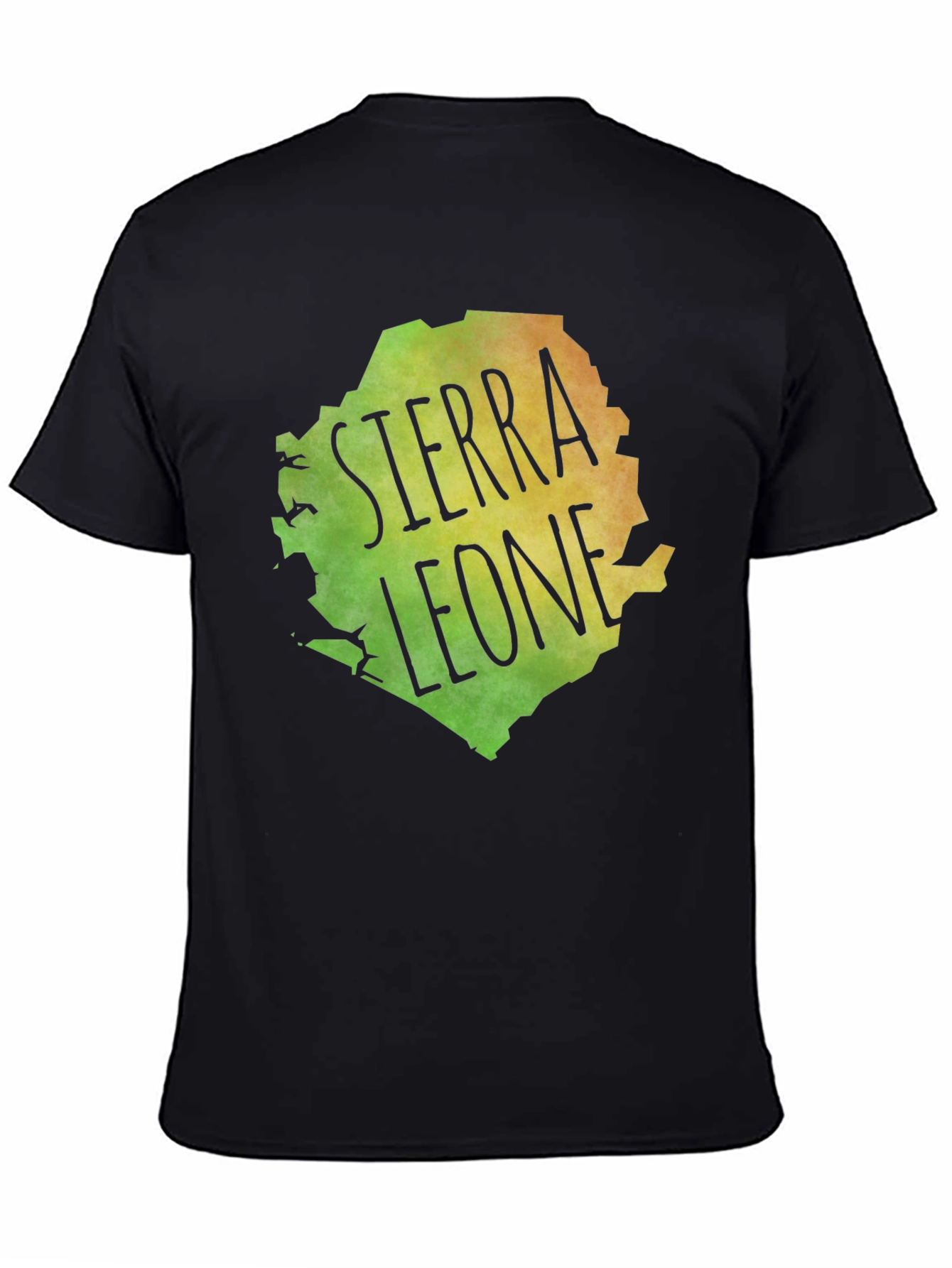 Black Sierra Leone Map Graphic Tee - Black Cotton Blend view 4