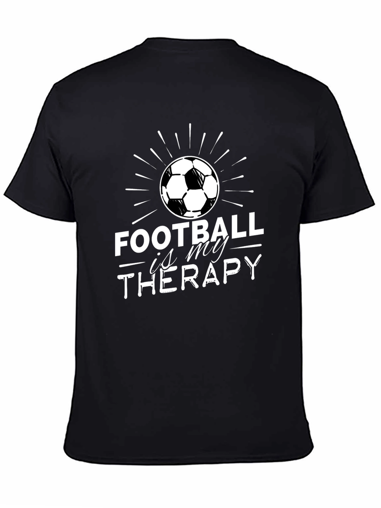 Black Football is My Therapy T-Shirt - Black view 4