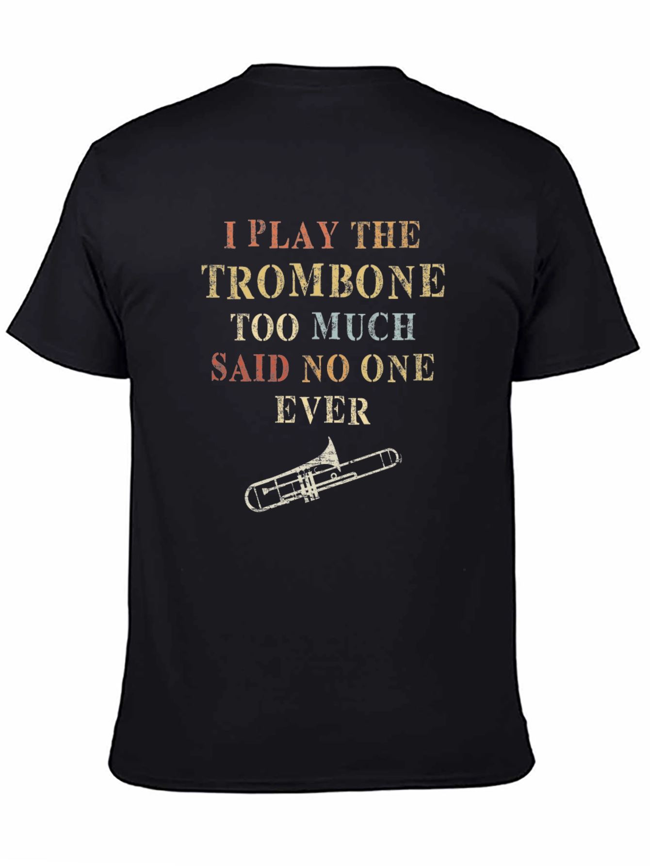 Black Trombone Player Graphic Tee - Music Lover T-Shirt view 4