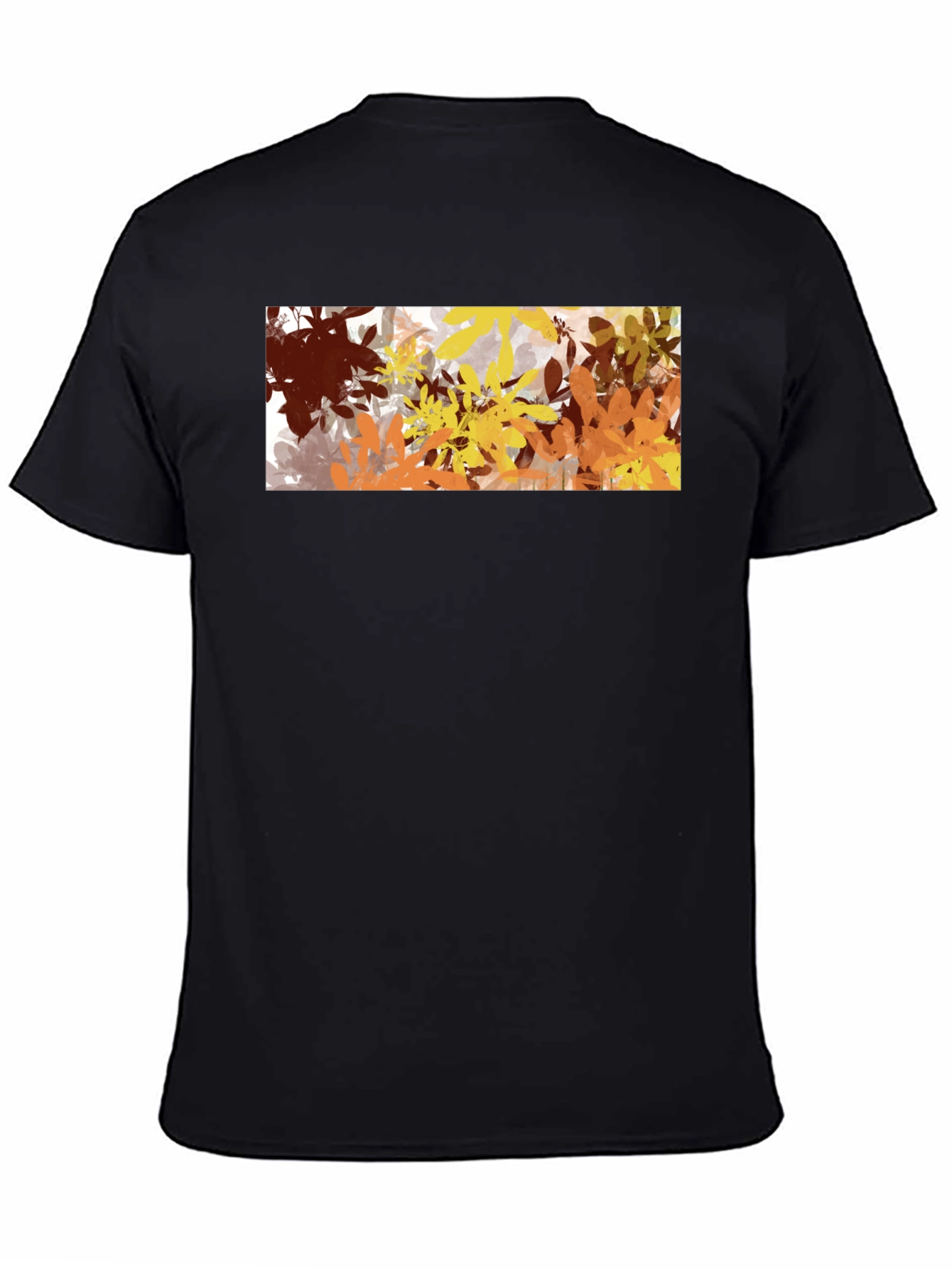 Black Abstract Autumn Leaves Graphic Black T-Shirt view 4