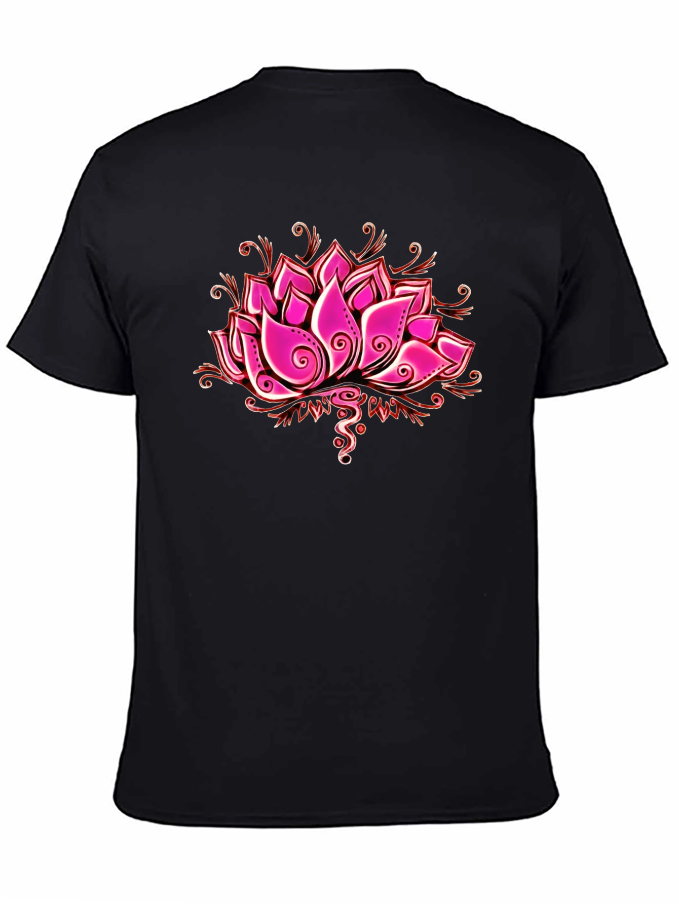 Black Lotus Flower Graphic T-Shirt view 4