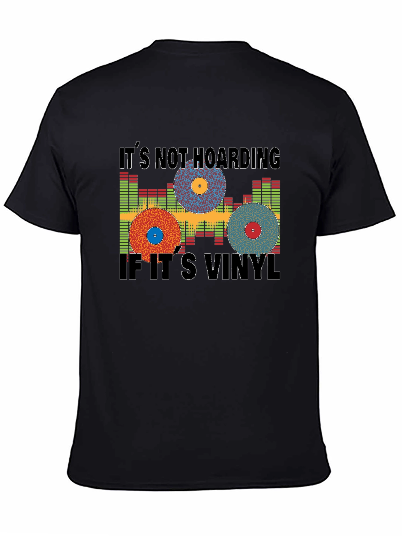 Black It's Not Hoarding if It's Vinyl Black T-Shirt view 4