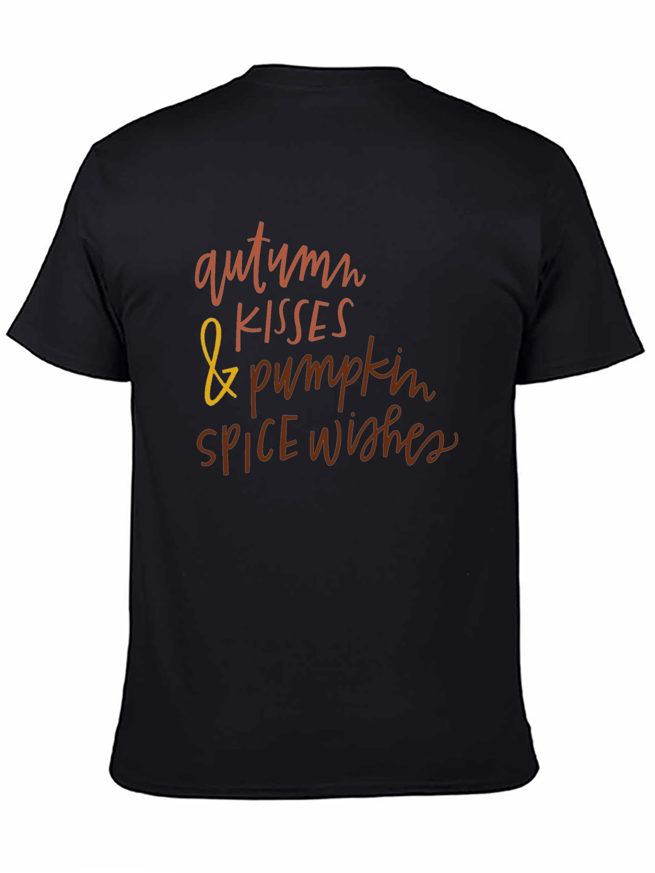 Black Autumn Kisses & Pumpkin Spice Wishes T-Shirt view 4