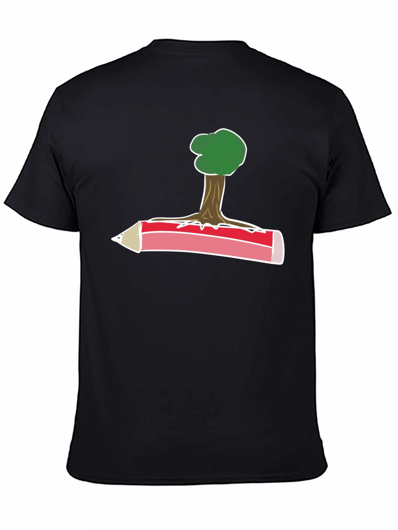 Black Tree & Pencil T-Shirt - Nature Inspired Tee view 4
