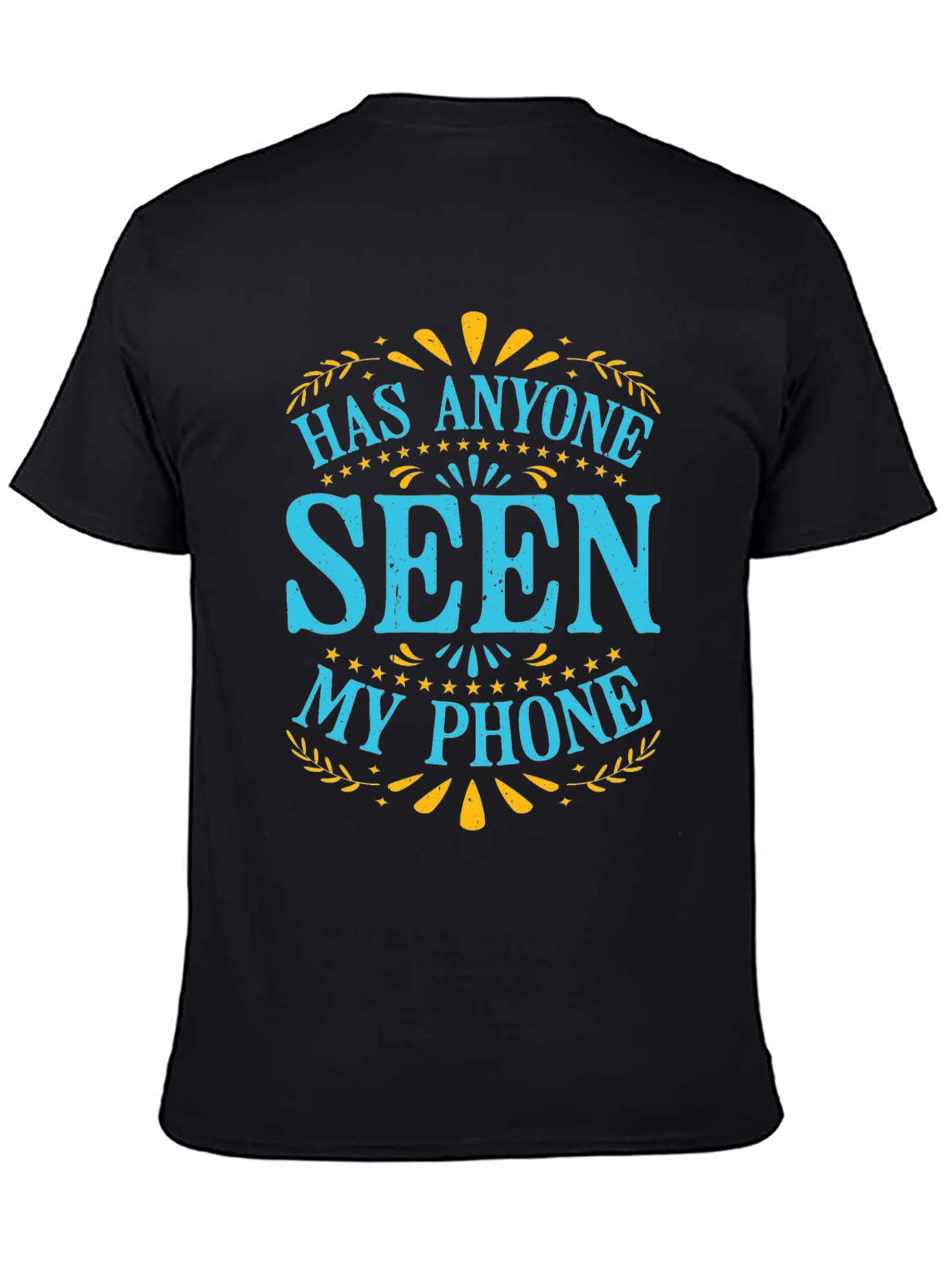 Black Funny Lost Phone Graphic Tee view 4