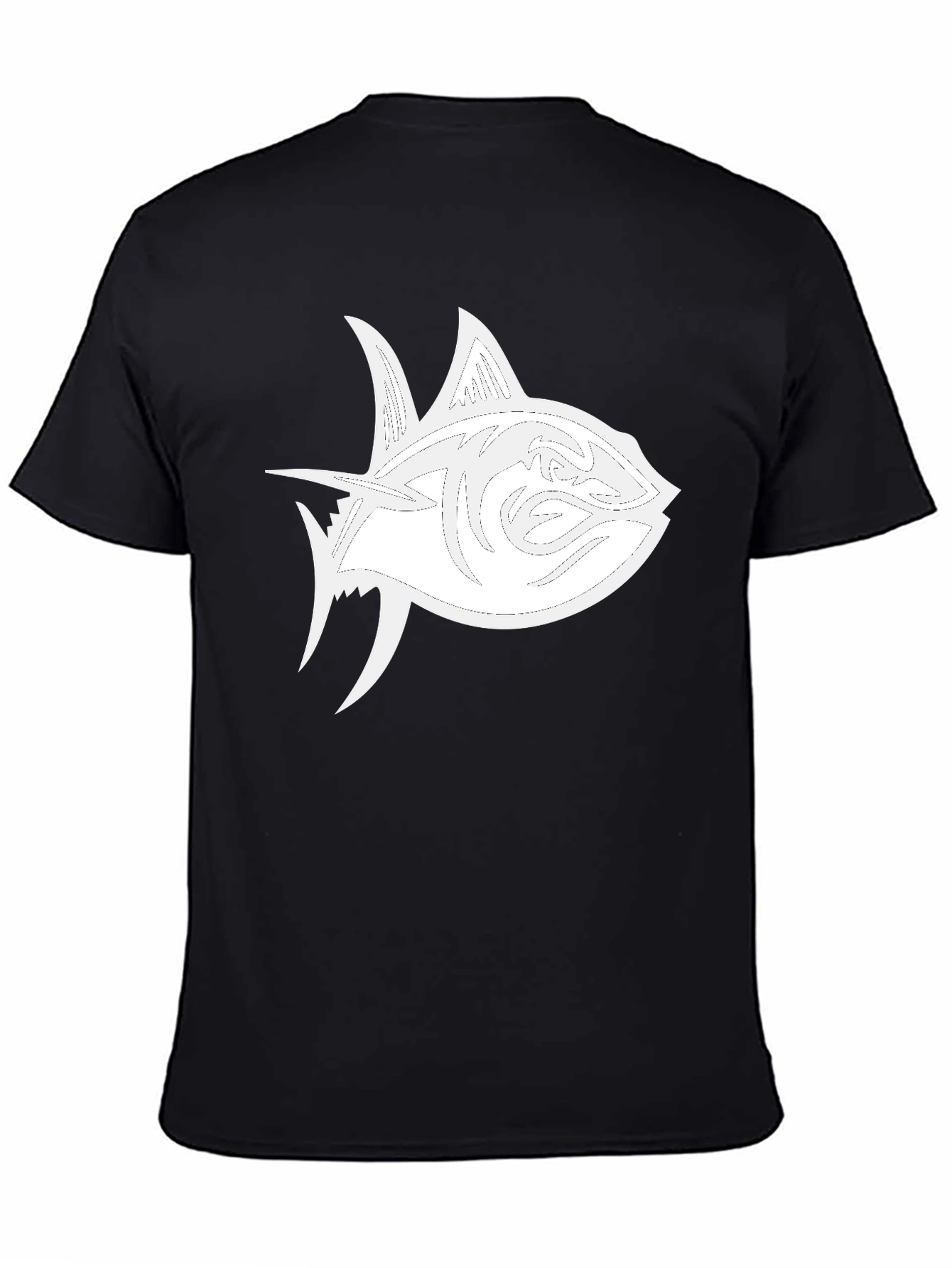 Black Black T-Shirt with White Tuna Fish Graphic view 4
