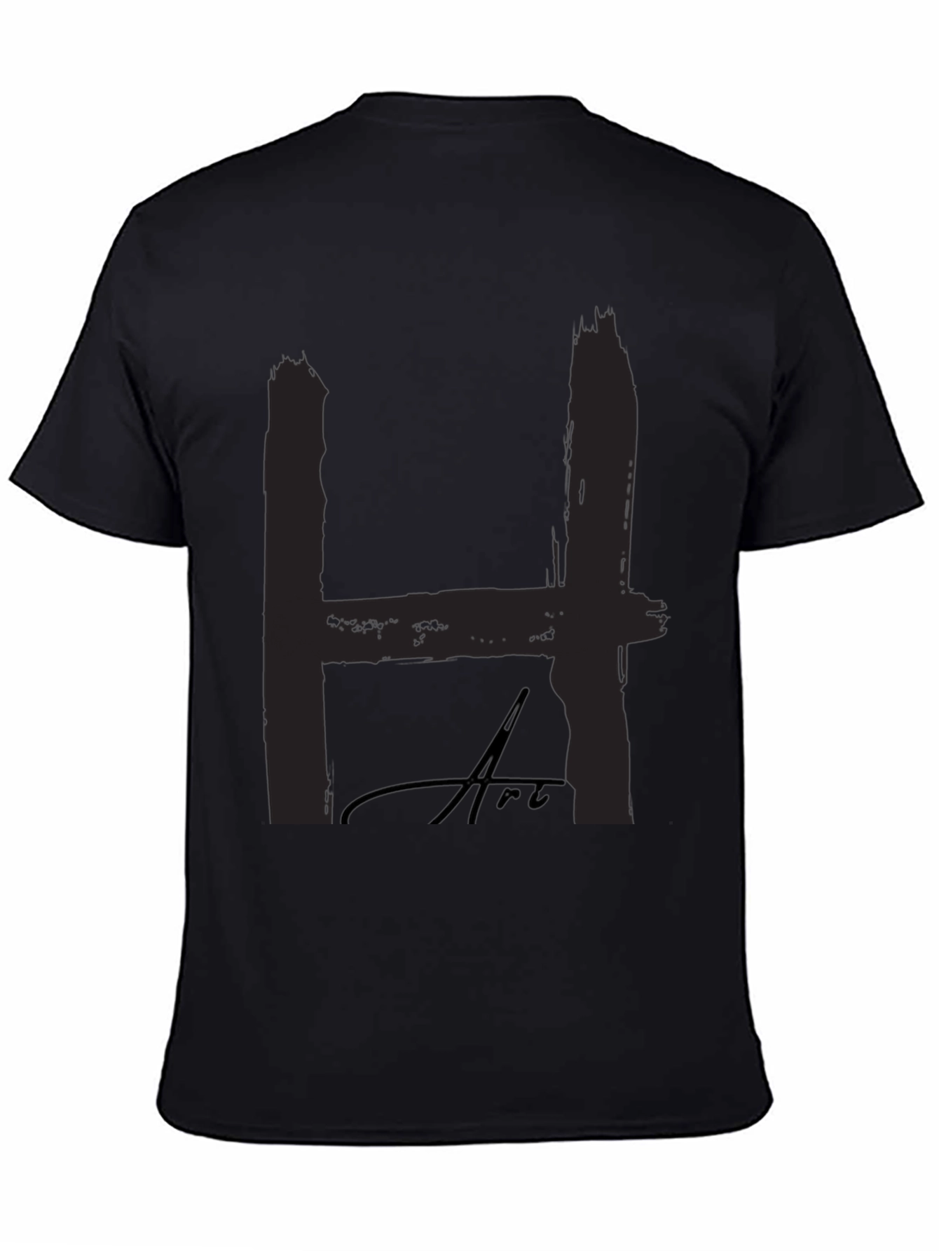Black Bold "H" Art Black T-Shirt: Statement Style view 4