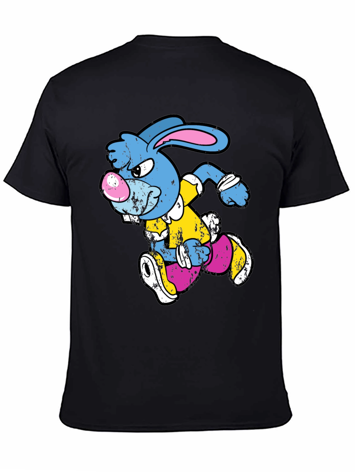 Black Running Rabbit Graphic T-Shirt - Black Cotton Tee view 4
